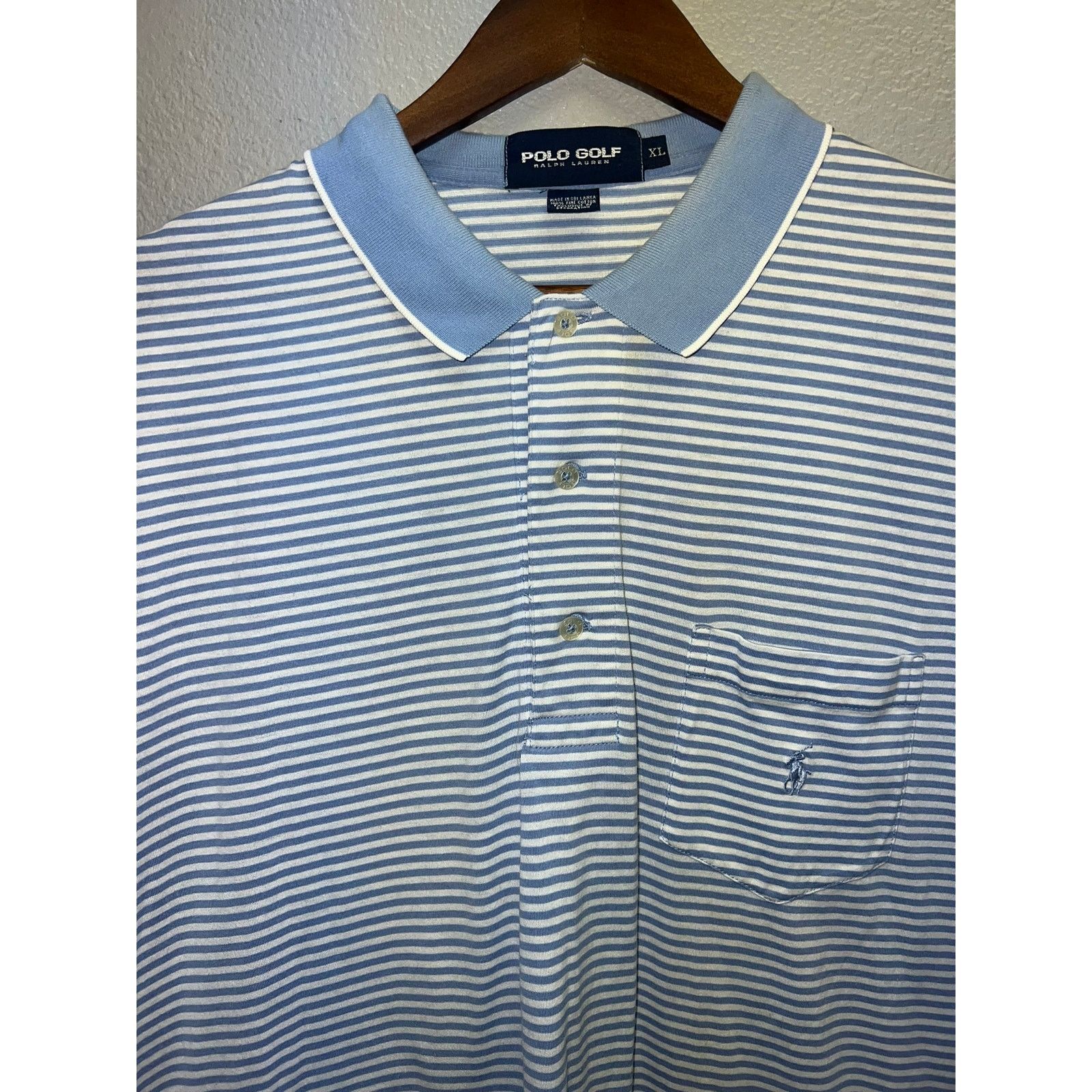 Polo Ralph Lauren Polo Golf Ralph Lauren Blue Polo Shirt White Striped VTG XL Size US XL / EU 56 / 4 - 2 Thumbnail