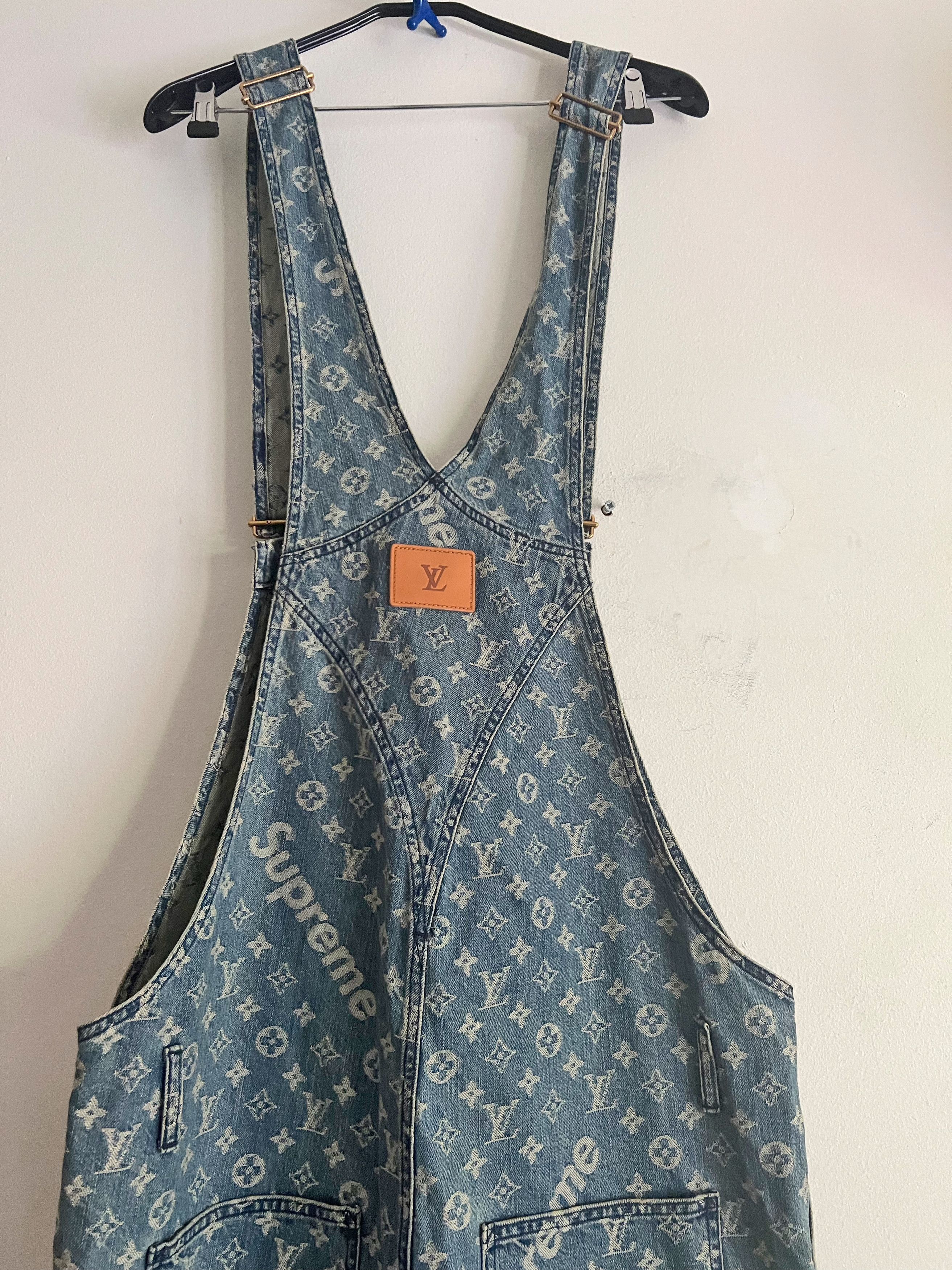 Louis Vuitton × Supreme LV X Supreme Sz32 Blue Monogram Denim Overall Size US 32 / EU 48 - 6 Thumbnail