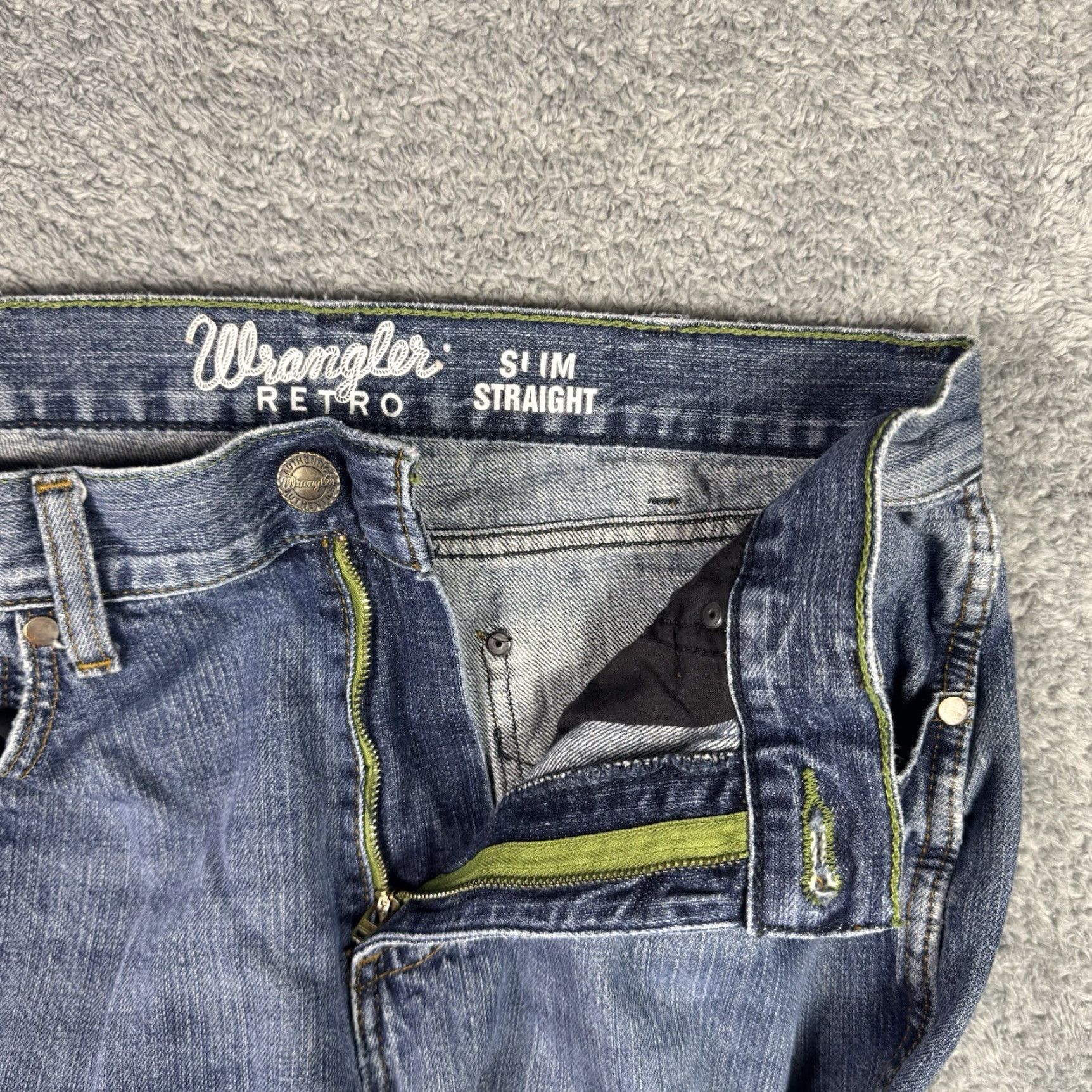 Wrangler Wrangler Retro Jeans Mens 30x34 Slim Straight Blue Denim Cowboy Western Whisker Denim Jeans Slim 5-Pocket Mens Wrangler Retro Jeans Size US 30 / EU 46 - 6 Thumbnail