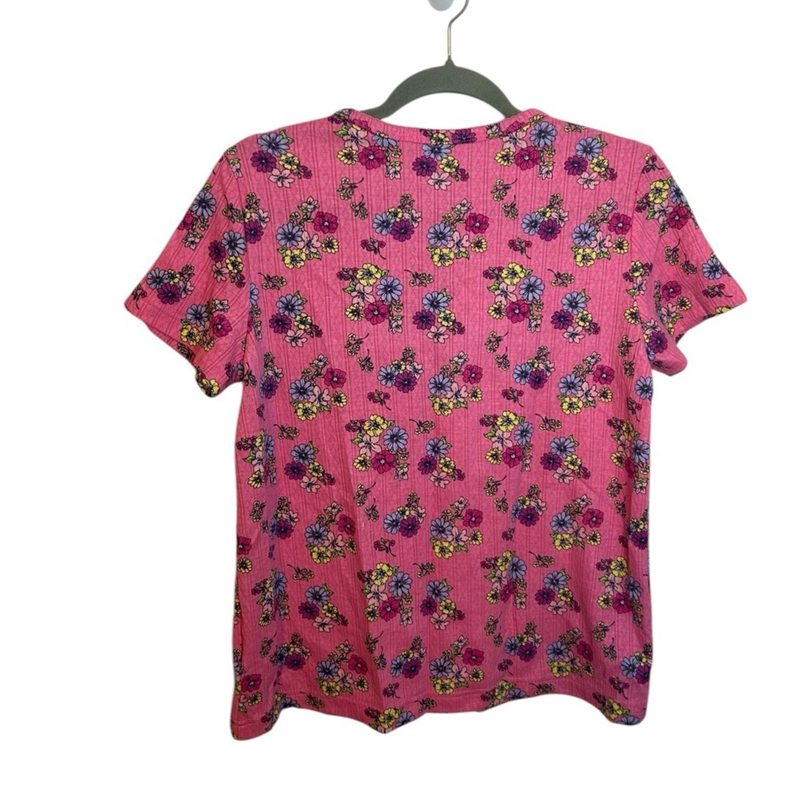 Other Blair Pink Floral Pointelle Henley Tee Size S / US 4 / IT 40 - 2 Thumbnail