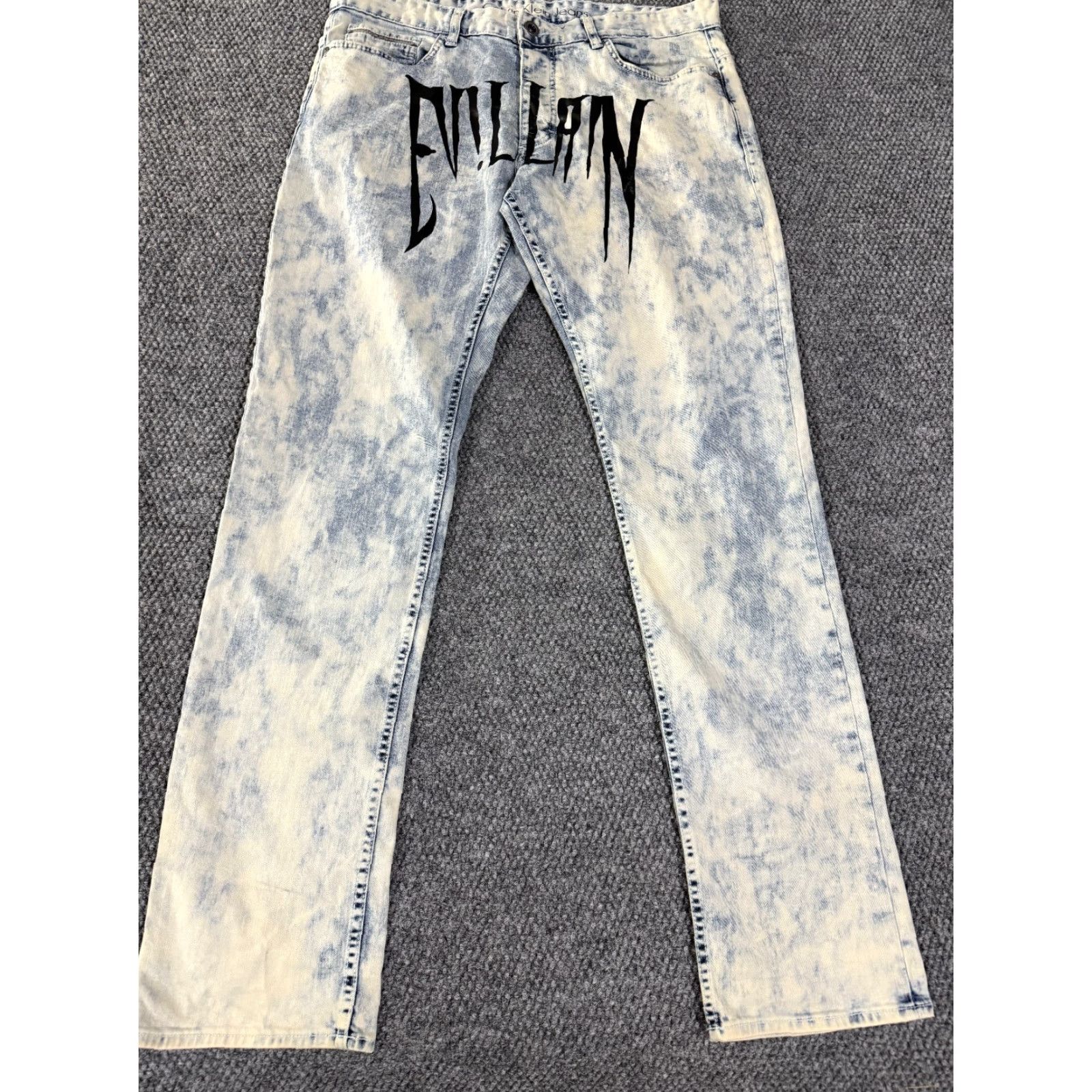 Calvin Klein Calvin Klein Jeans Jeans Mens 36x34 Blue Acid Wash Slim Graphic Denim Streetwear Vintage No Size US 36 / EU 52 - 7 Thumbnail