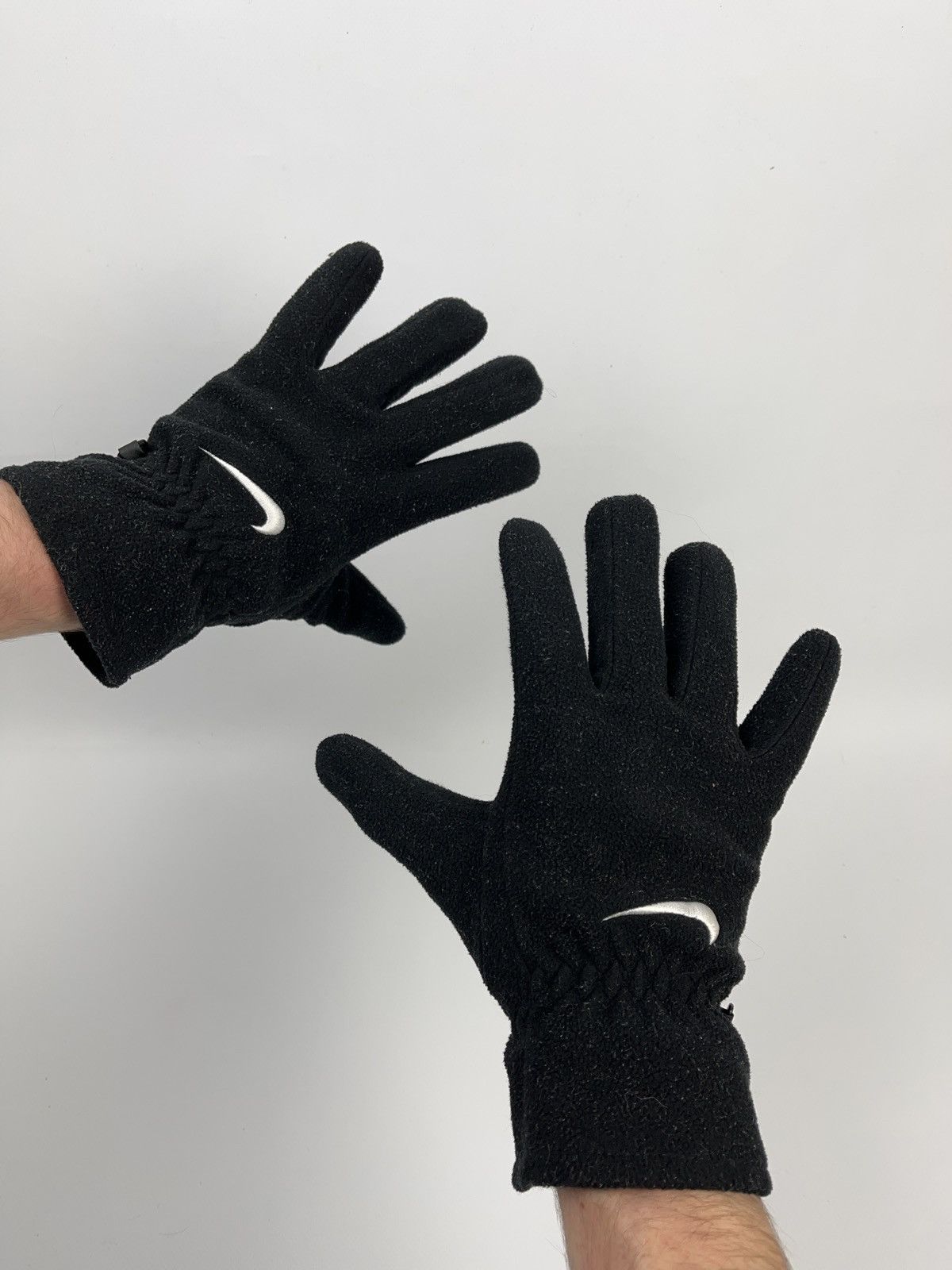 Pre-owned Nike X Vintage Nike Vintage Fleece Gloves Outdoor Gorpcore Style In Black