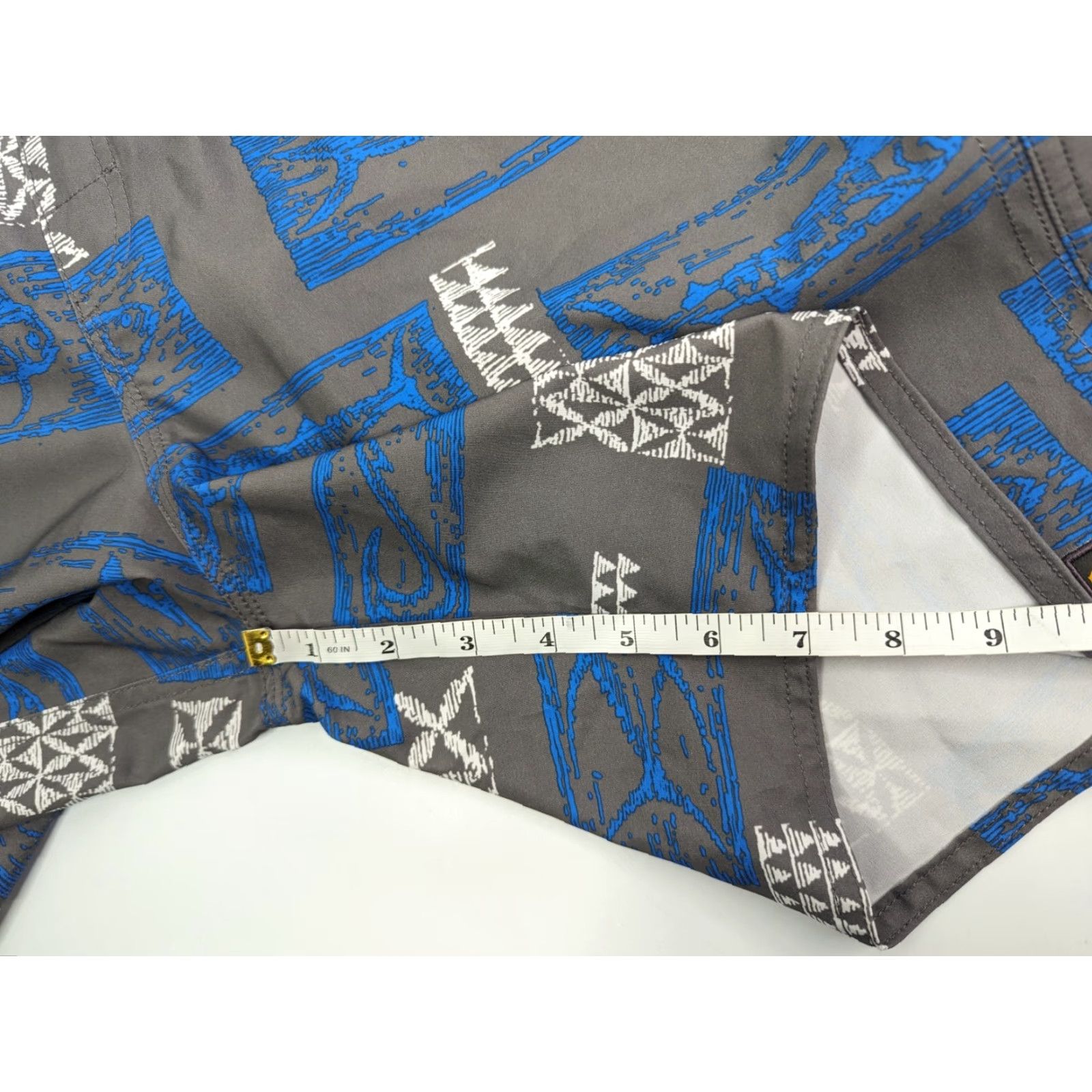 Quiksilver Quiksilver Waterman Hopu Aina Men’s Medium Swim Trunks Lined Drawstring Pockets Blue Trunks Beach Hawaii Aloha Surf Ocean Waves Pattern AOP Size ONE SIZE - 5 Thumbnail
