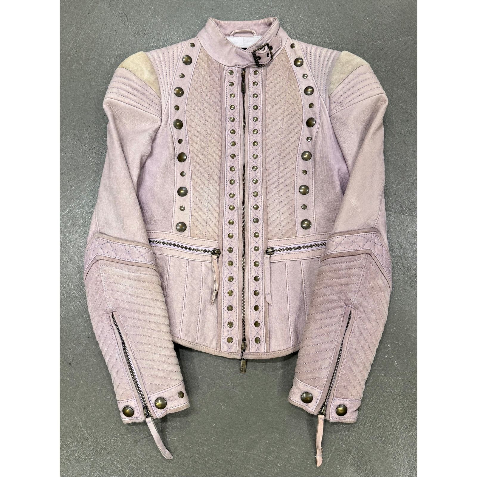 Roberto Cavalli 2000s Cavalli napoleon studded suede moto jacket Size M / US 6-8 / IT 42-44 - 1 Thumbnail
