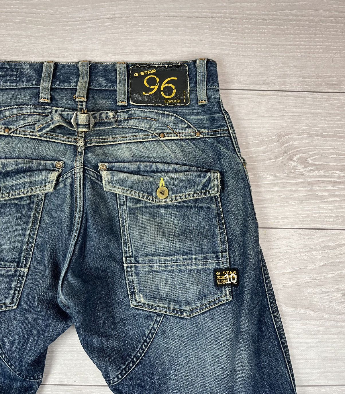 G-Star G Star Raw Elwood Denim Loose Fit Washed Distressed Pants Size US 31 - 12 Thumbnail