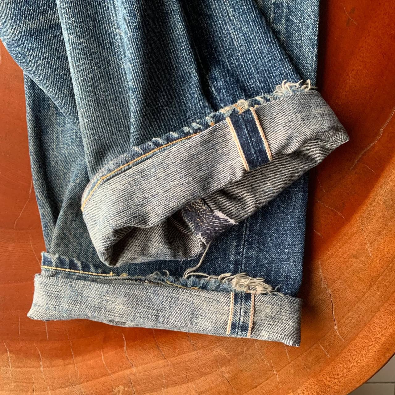 Denime Denime Japan Distressed Redline Selvedge Blue Denim Pants Size US 29 - 8 Thumbnail