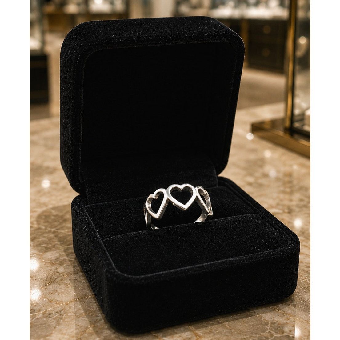 Other Vintage Inspired Hollow Heart Shaped Adjustable Ring Silvery Size ONE SIZE - 1 Thumbnail