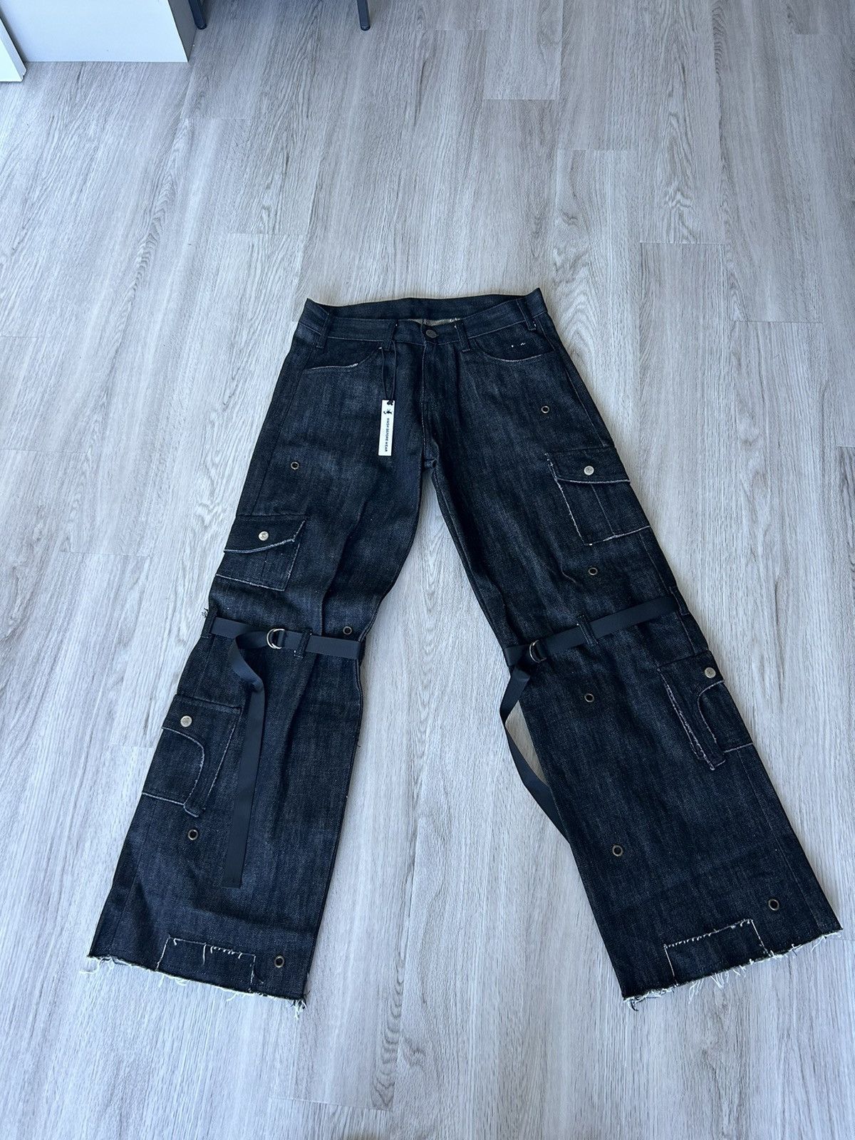 image of Lesdemonsportent Black Cargo Denim, Men's (Size 32)