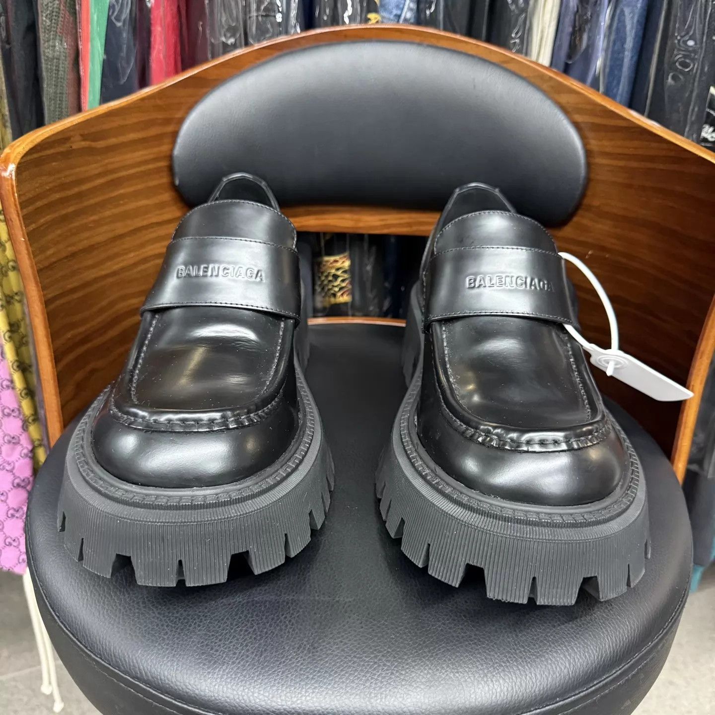 Balenciaga Tractor Black Leather Loafer 43 Like New