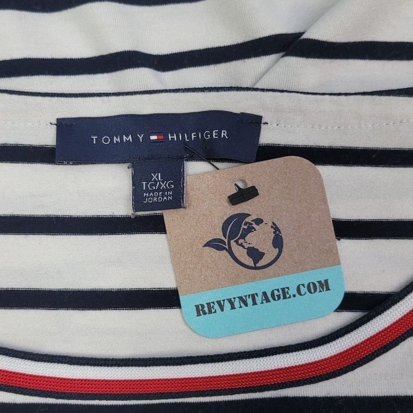 Tommy Hilfiger Hand Printed Womens XL Girl Mom Era Striped Short Sleeve Tee Size XL / US 12-14 / IT 48-50 - 5 Thumbnail
