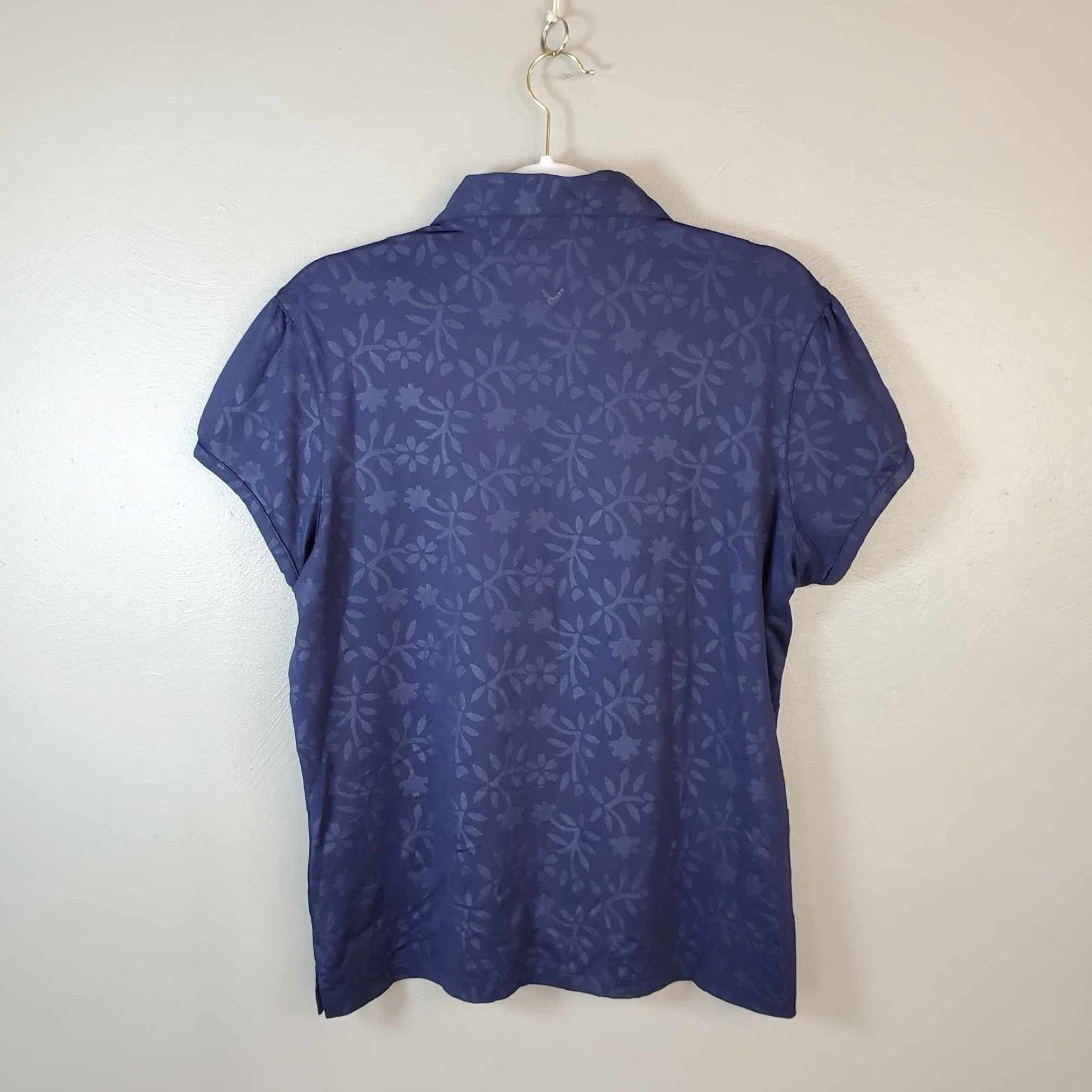 Callaway Callaway Womens Golf Shirt Polo Button Up Short Sleeve Large L Floral AOP Blue Size L / US 10 / IT 46 - 4 Thumbnail