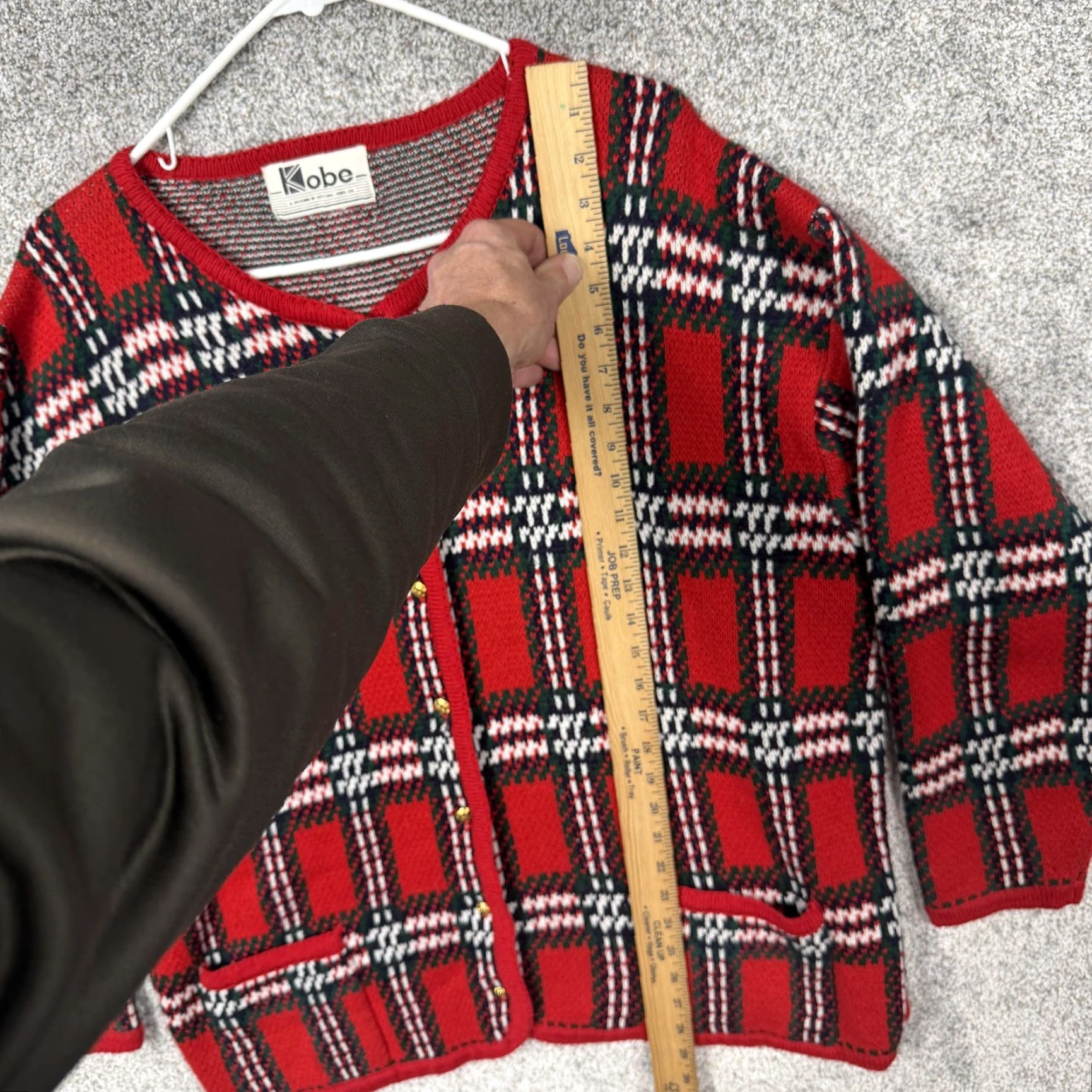 Vintage VINTAGE Kobe Cardigan Womens 3X Red Plaid Christmas Holiday Knit Sweater Size XXL / US 16-18 / IT 52-54 - 2 Thumbnail