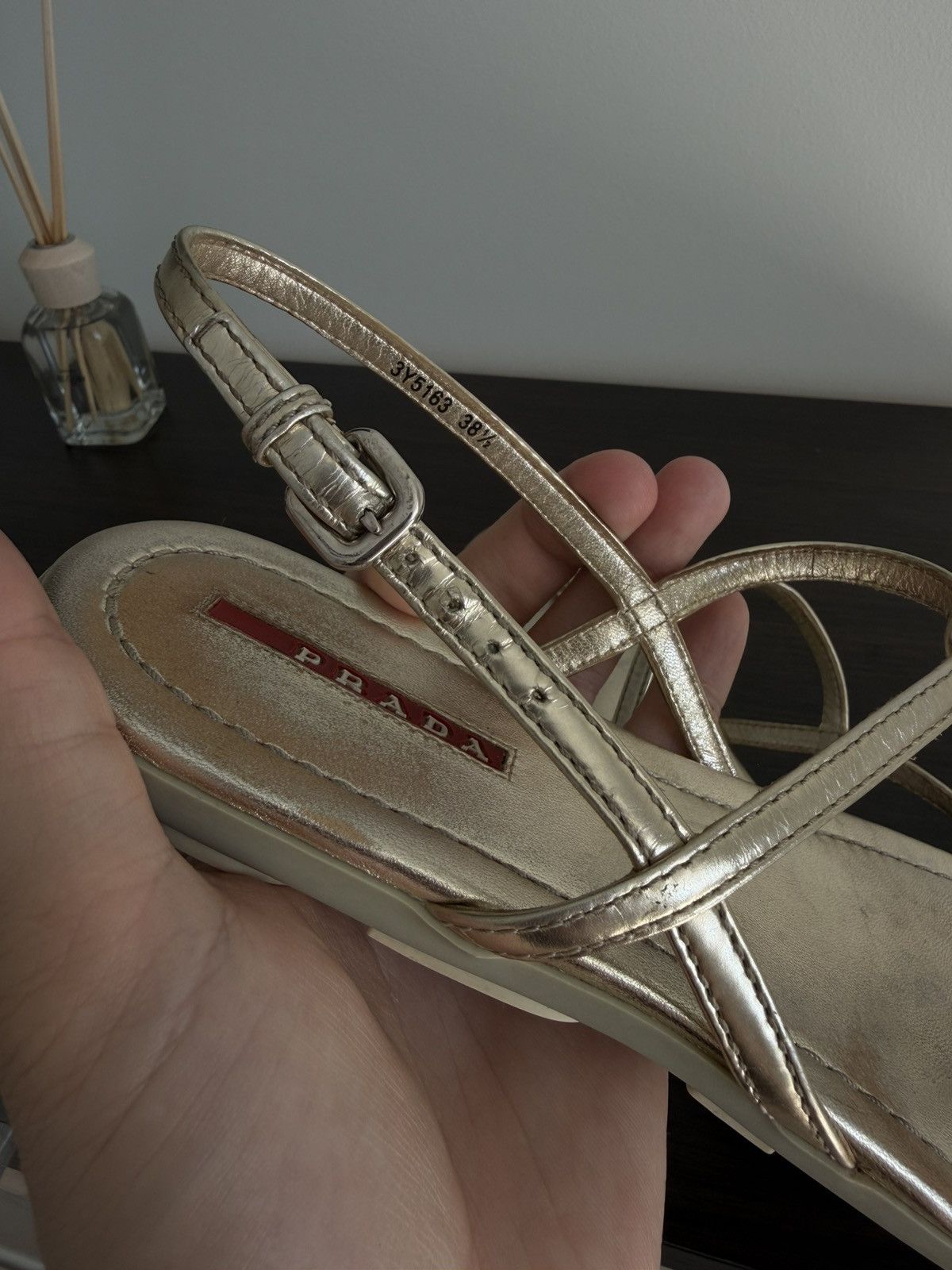 Prada Prada gold Metallic Leather Thong Sandals Size 38 Size US 8 / IT 38 - 25 Thumbnail
