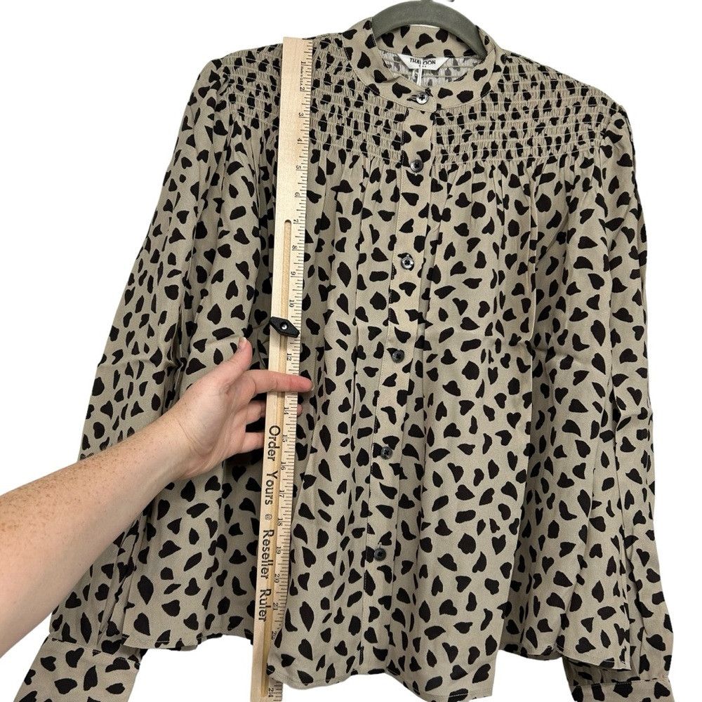 THAKOON THAKOON AL BEIGE COMBO PRINTED SMOCKED TOP WOMEN SIZE S Size S / US 4 / IT 40 - 5 Thumbnail