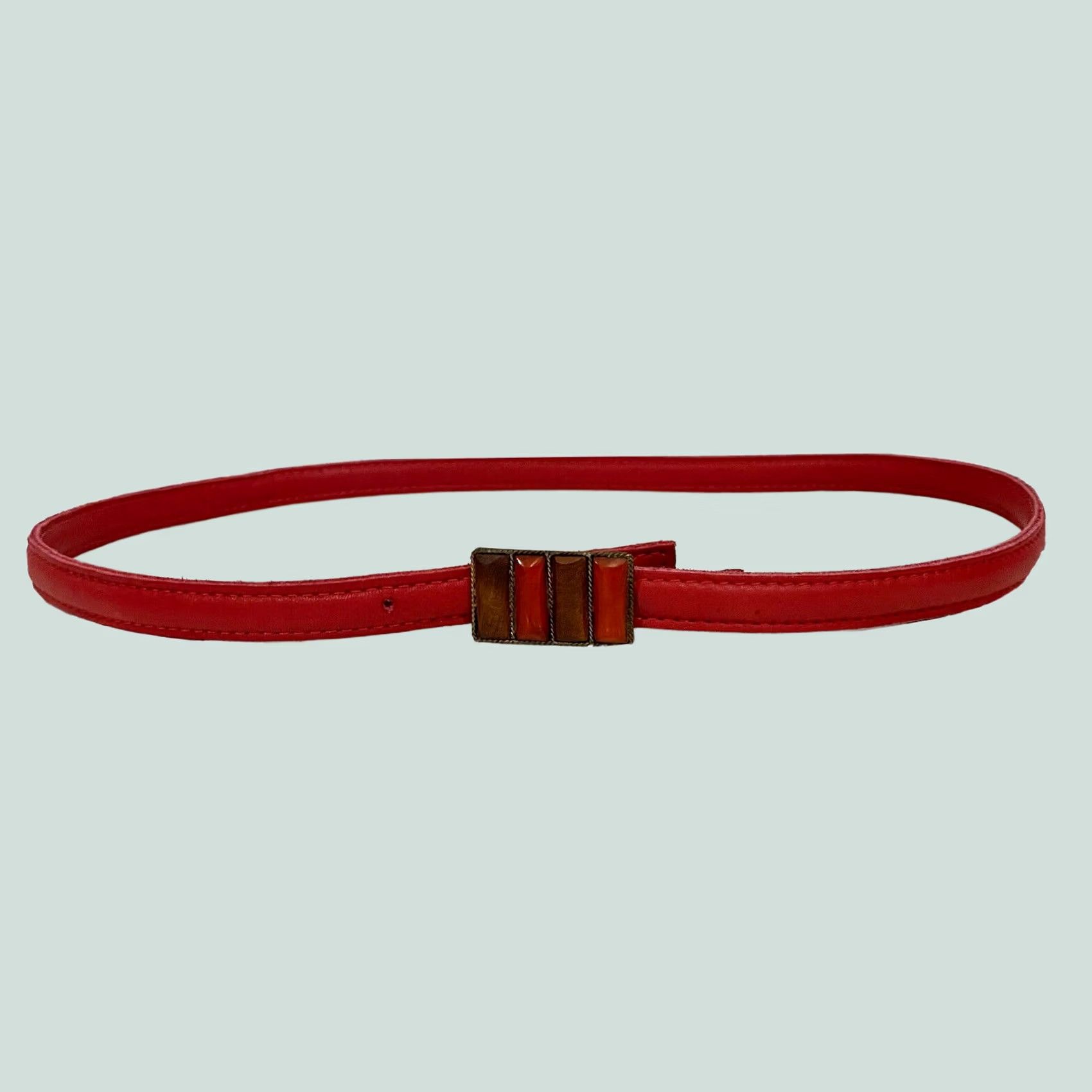 Arrow VINTAGE Motif 56 Women’s Belt Red Leather Skinny Narrow Sz S Belt Women Red Leather Skinny Negotiate? Size ONE SIZE - 1 Thumbnail