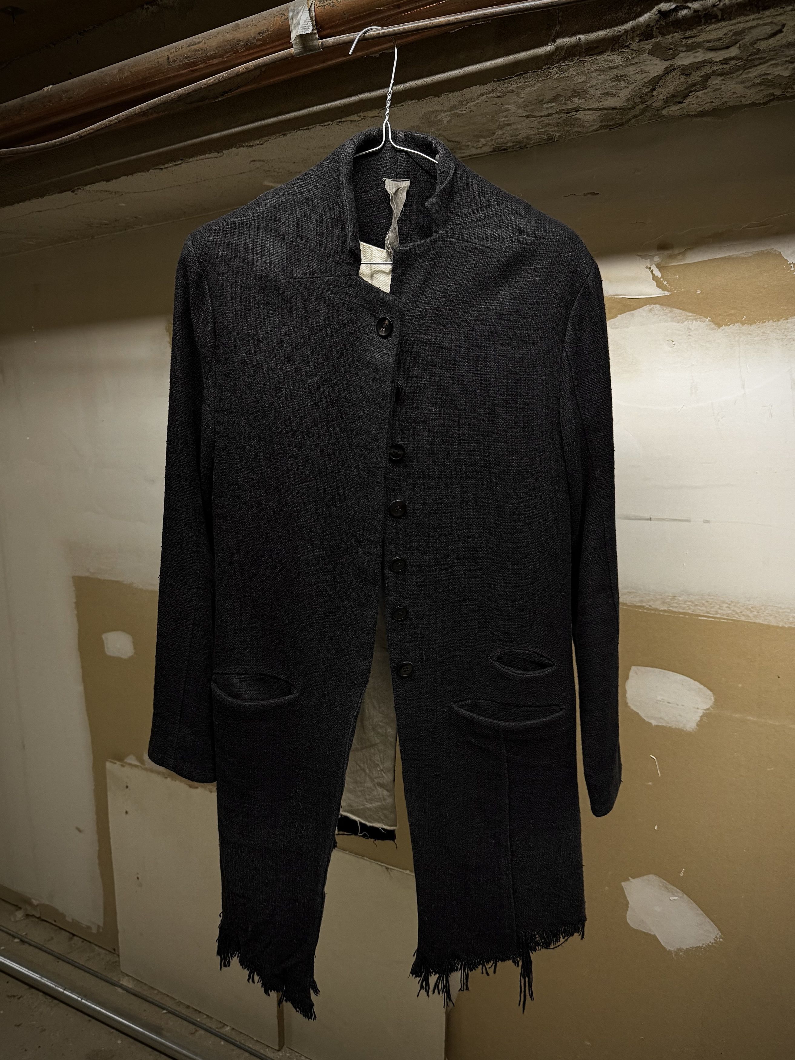 Aleksandr Manamis Aleksandr Manamïs Charcoal Grey Raw Silk Frayed Hem Coat Size US S / EU 44-46 / 1 - 1 Thumbnail