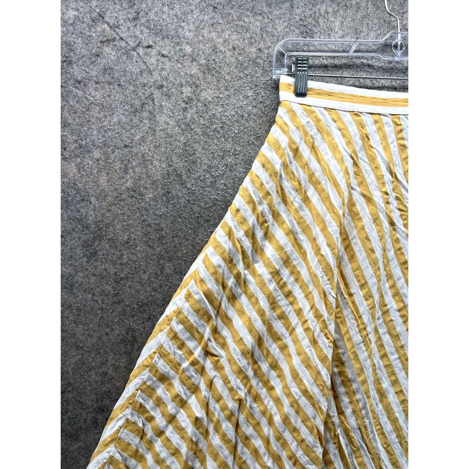 Vintage CELANDINE Skirt Womens S Yellow Small White Stripe Line Full Knee Length Casual Size 28" / US 6 / IT 42 - 7 Thumbnail