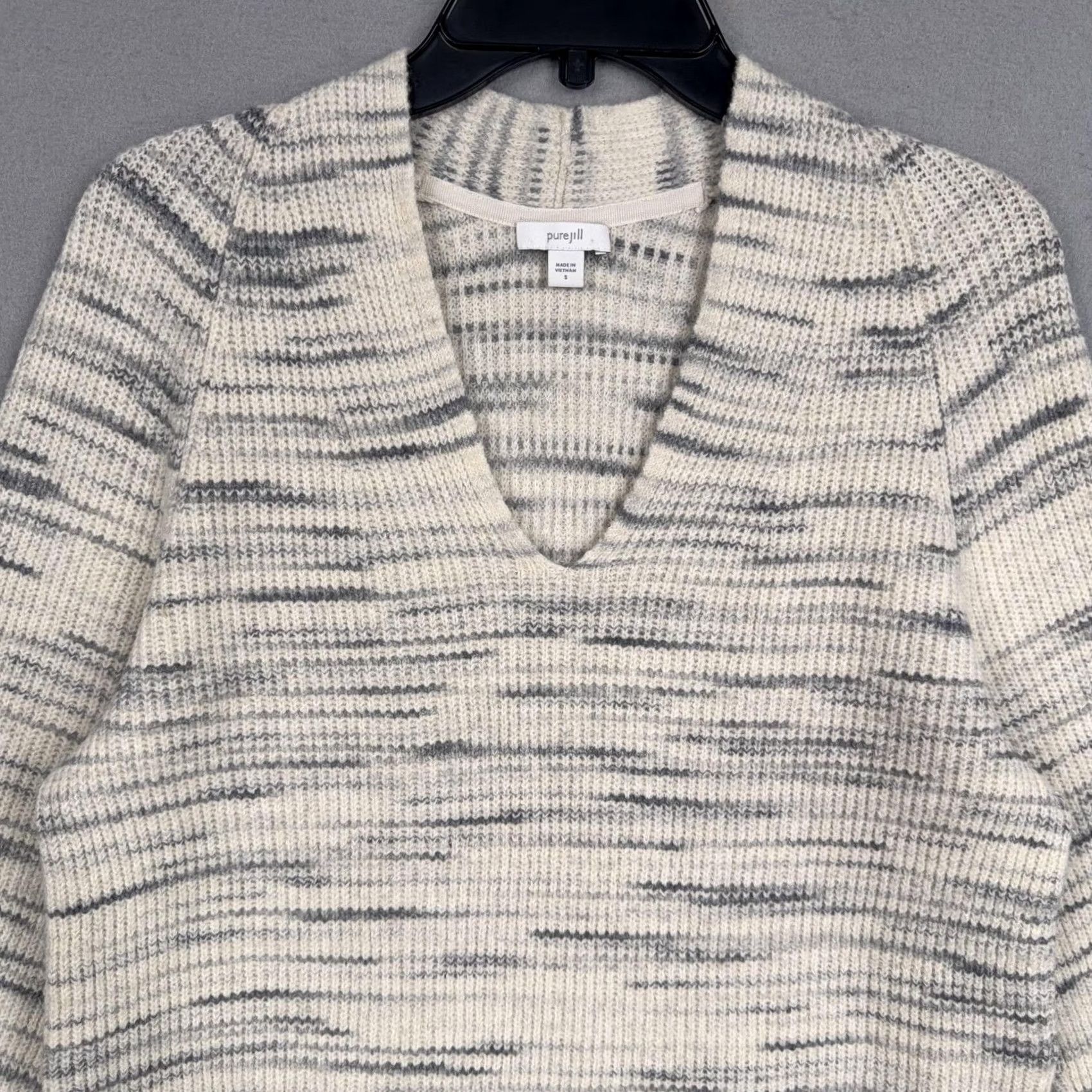 J. Jill Pure Jill Sweater Womens Small White Gray Space Dye V Neck Tunic Pullover Comfy Size S / US 4 / IT 40 - 2 Thumbnail