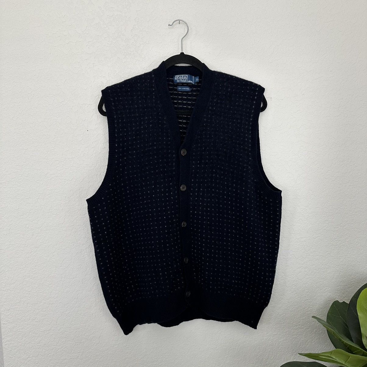 Polo Ralph Lauren × Vintage Vintage 90s Polo Ralph Lauren Cardigan Vest 100% Lambswool Size US XL / EU 56 / 4 - 2 Thumbnail