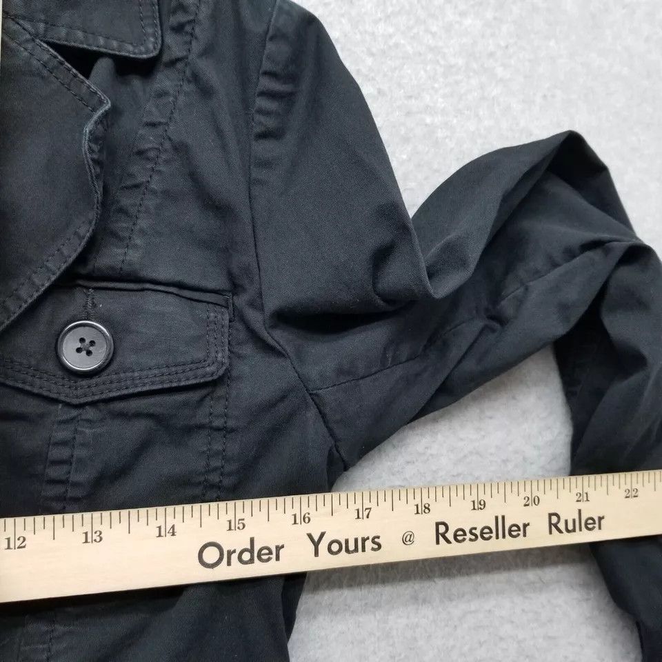 H&M H&M Jacket Womens 10 Black Buttons Pockets Belt Casual Size L / US 10 / IT 46 - 4 Thumbnail