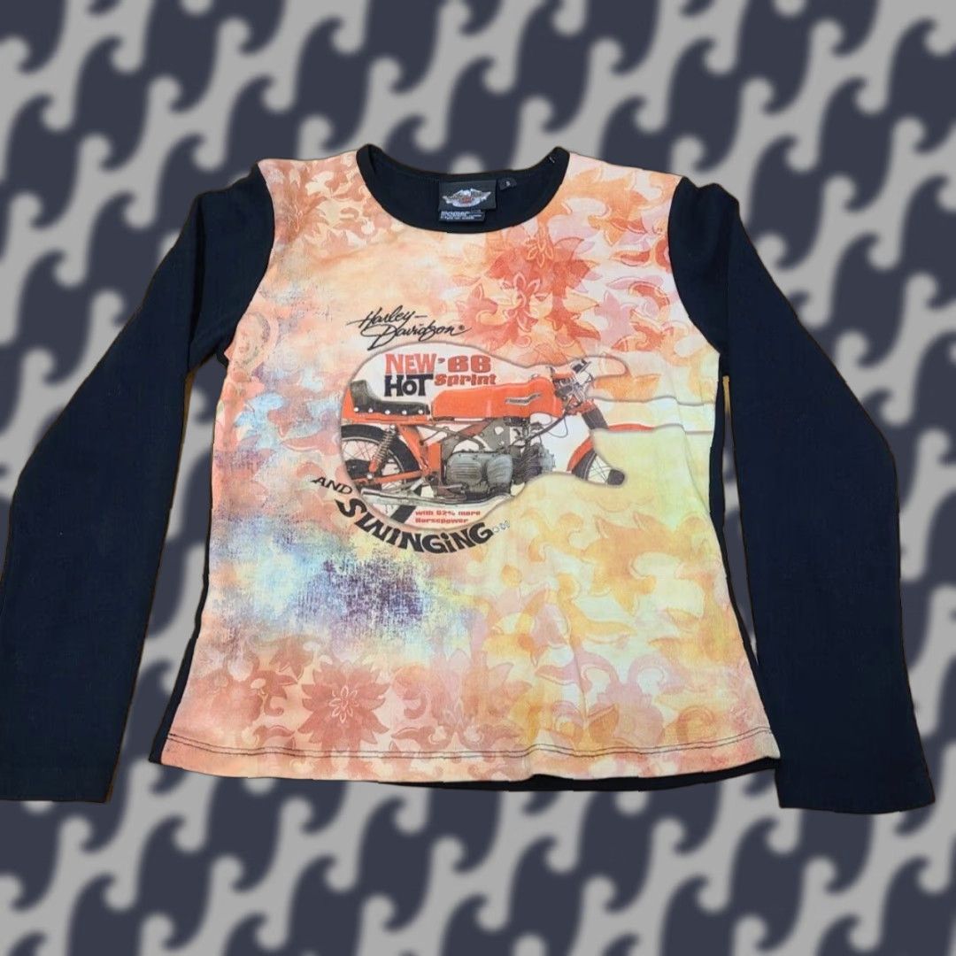Harley Davidson VINTAGE Harley-Davidson Womens T-Shirt Black Small S Crew Neck Long Sleeve Pullover Front New 66 Hot Sprint And Swinging T-Shirt Womens Size S / US 4 / IT 40 - 1 Thumbnail