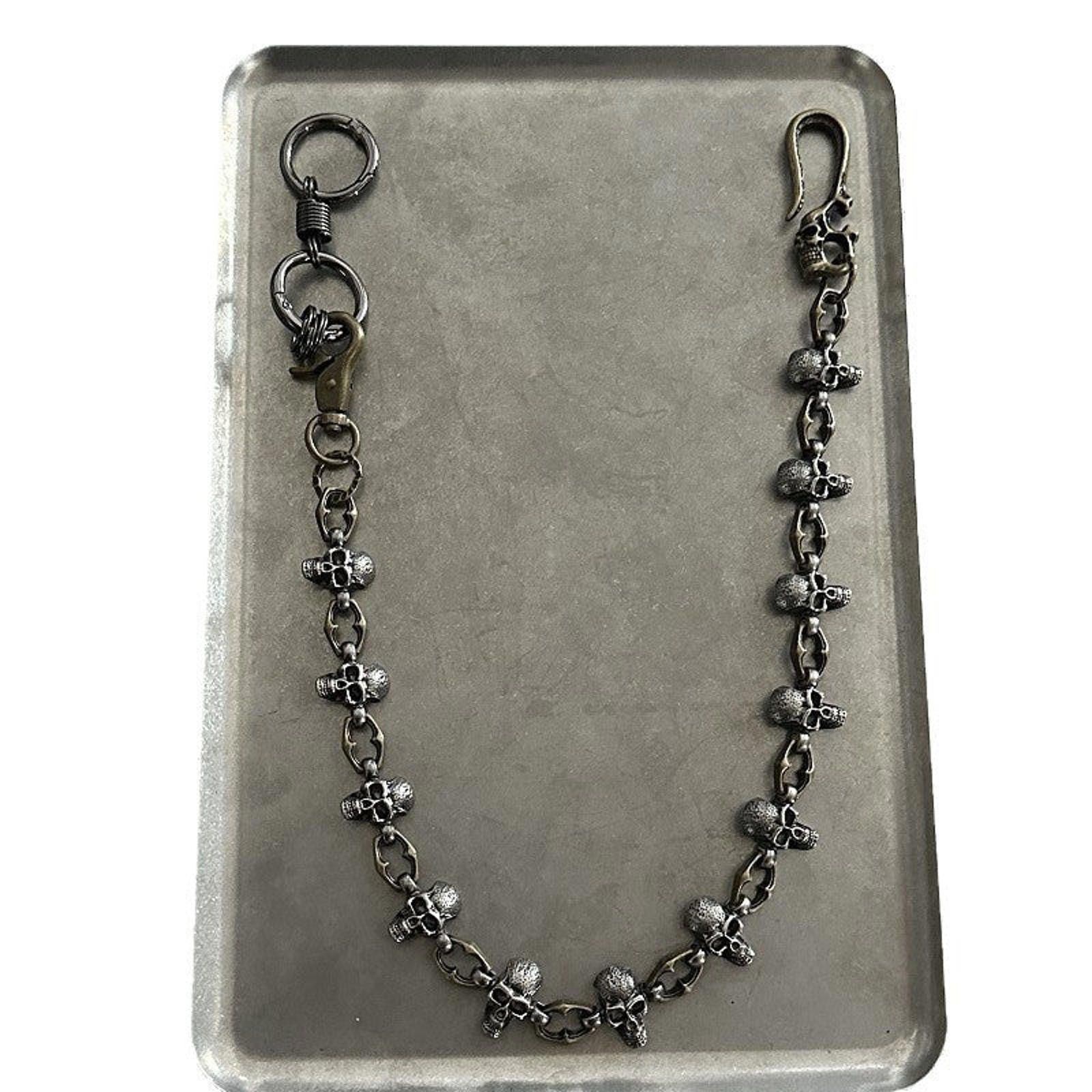 Jewelry Silver Skull Chain Wallet Keychain, Gothic Pants Chain Size ONE SIZE - 5 Thumbnail