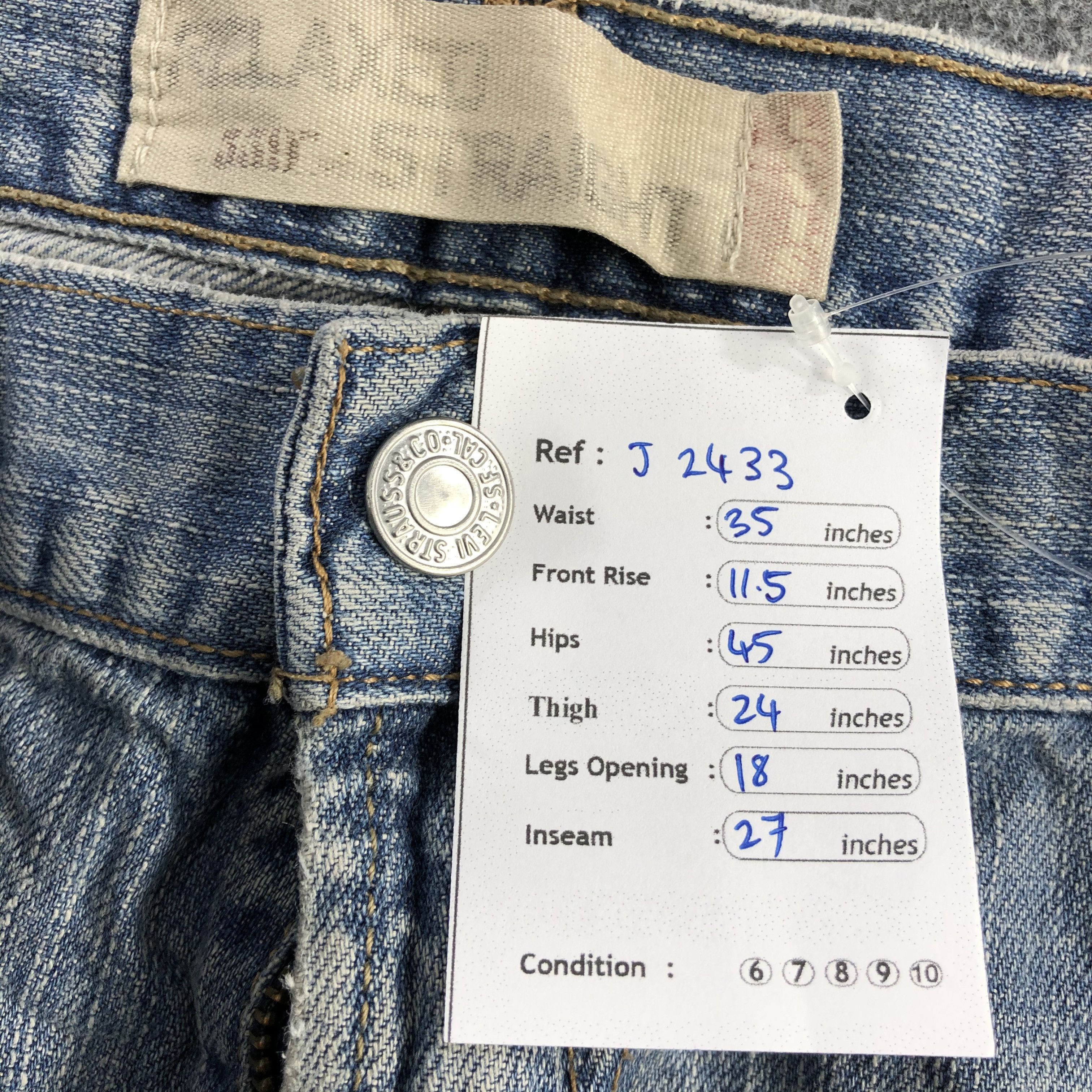 Levi's Vintage Blue Wash Levis 559 Jeans-J2433 Size US 35 - 14 Thumbnail