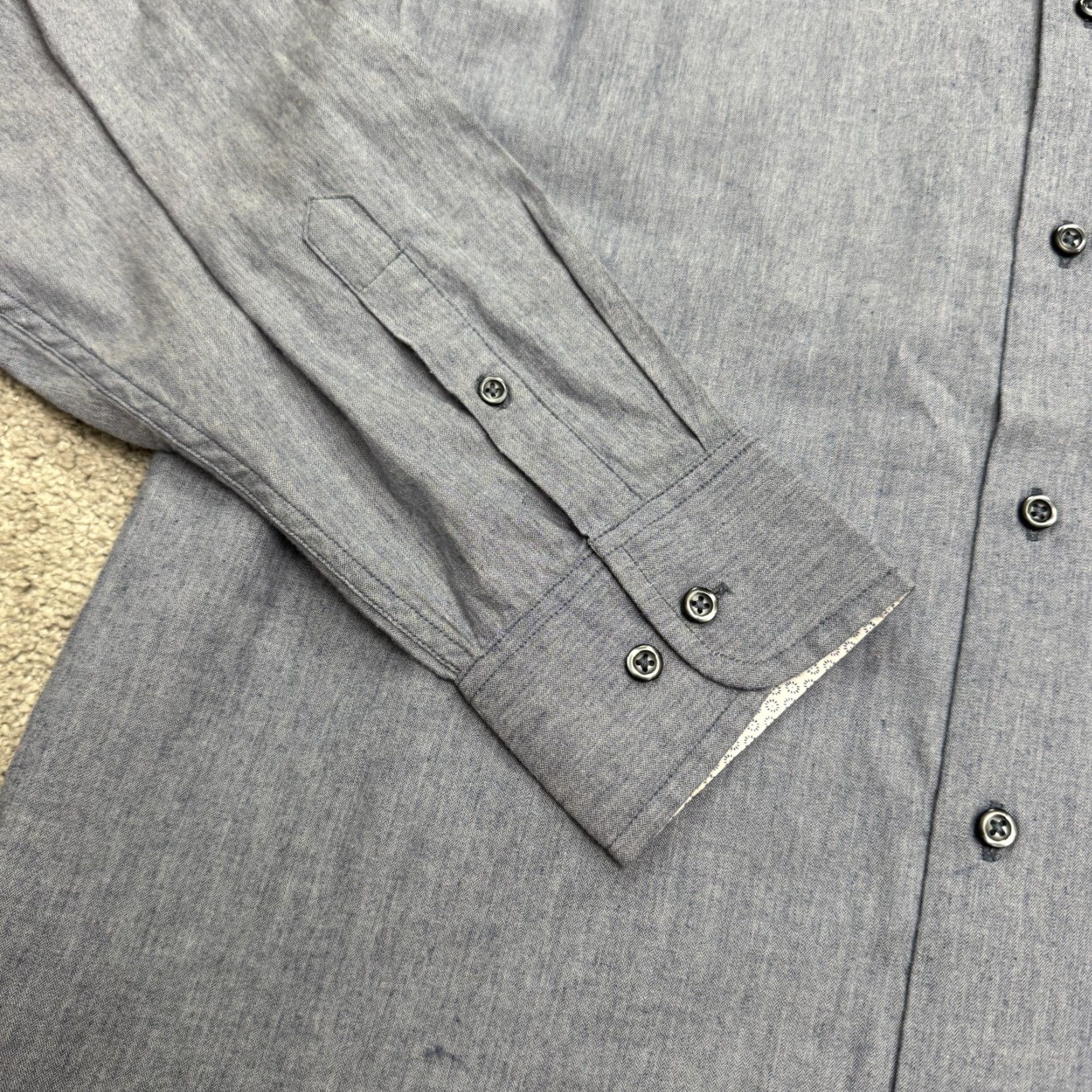 Tommy Bahama Tommy Bahama Button-Down Shirt Mens XL Blue Herringbone Cotton Classic Denim Size US XL / EU 56 / 4 - 5 Thumbnail