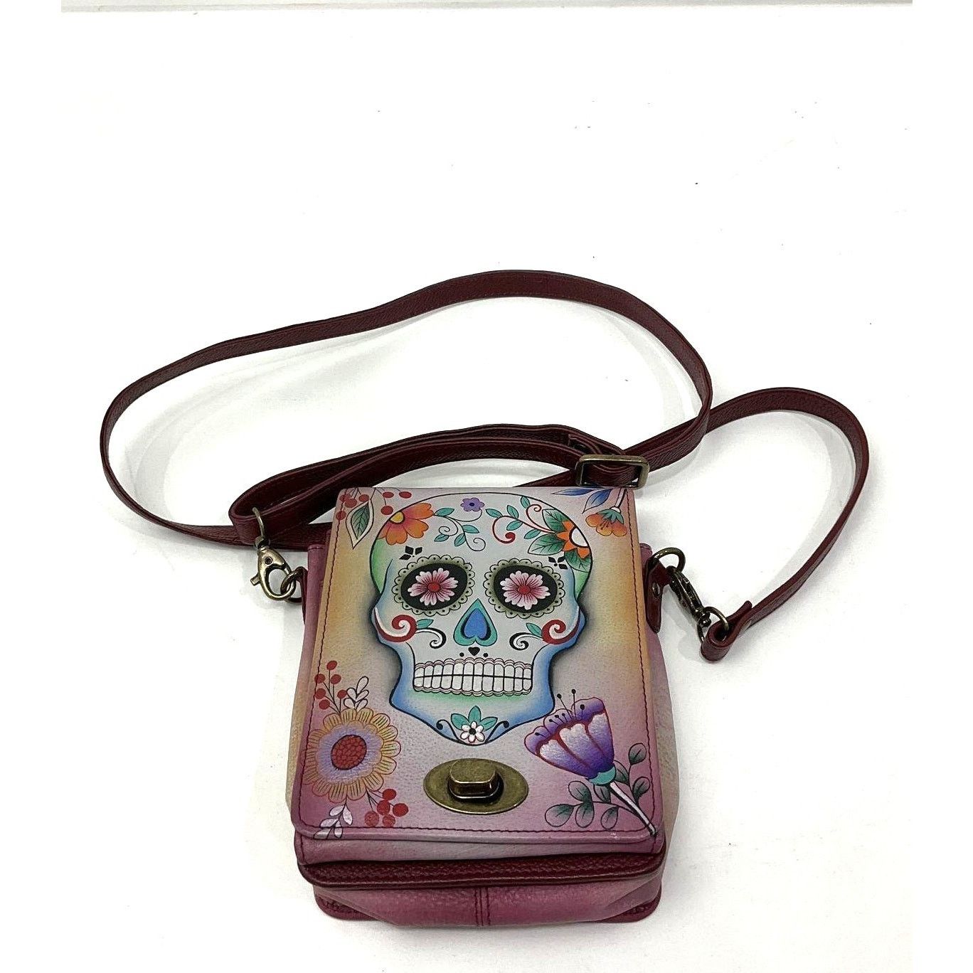 Designer Anna Sugar Skull Leather Flap Convertible Crossbody Bag Size ONE SIZE - 2 Thumbnail