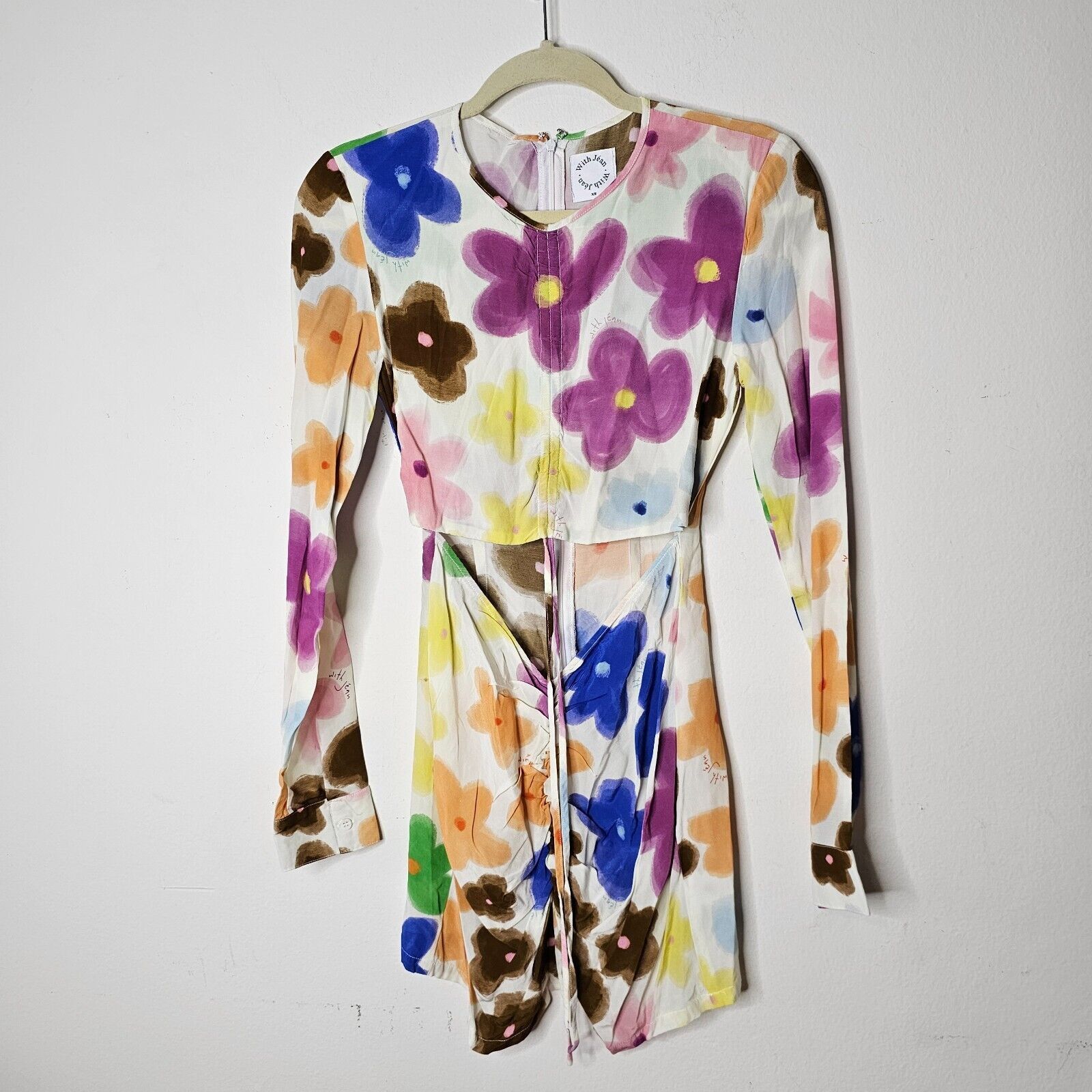 Other NWOT With Jean Hermana Viola Tricolor Open Front Mini Dress Size XS / US 0-2 / IT 36-38 - 1 Thumbnail