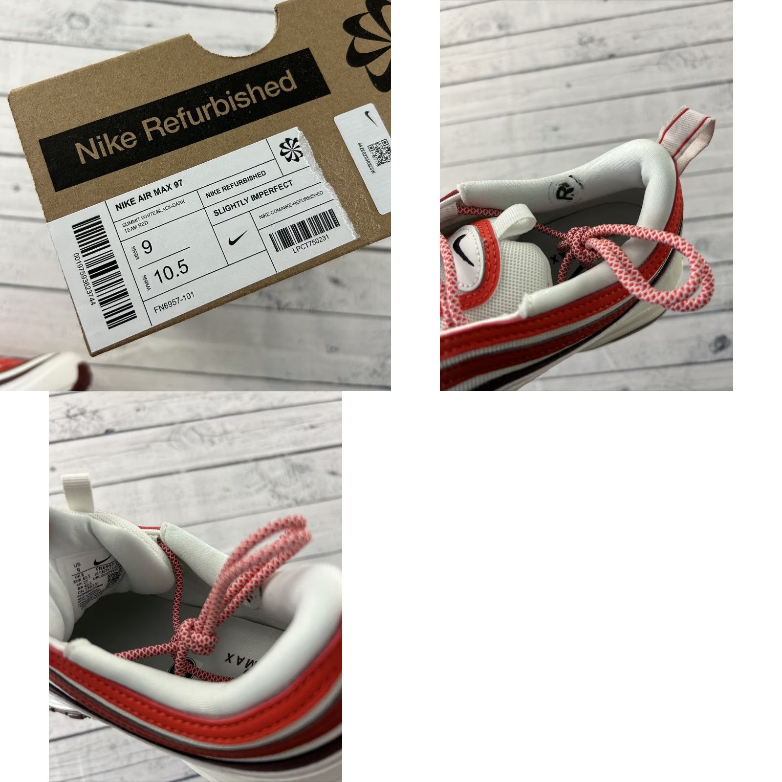 Nike **Nike Air Max 97 Men's White Dune Red Size 9 Refurbished** User: Nike Air Max 97 Men's White Dune Red Size 9 Refurbished Size US 9 / IT 39 - 8 Thumbnail