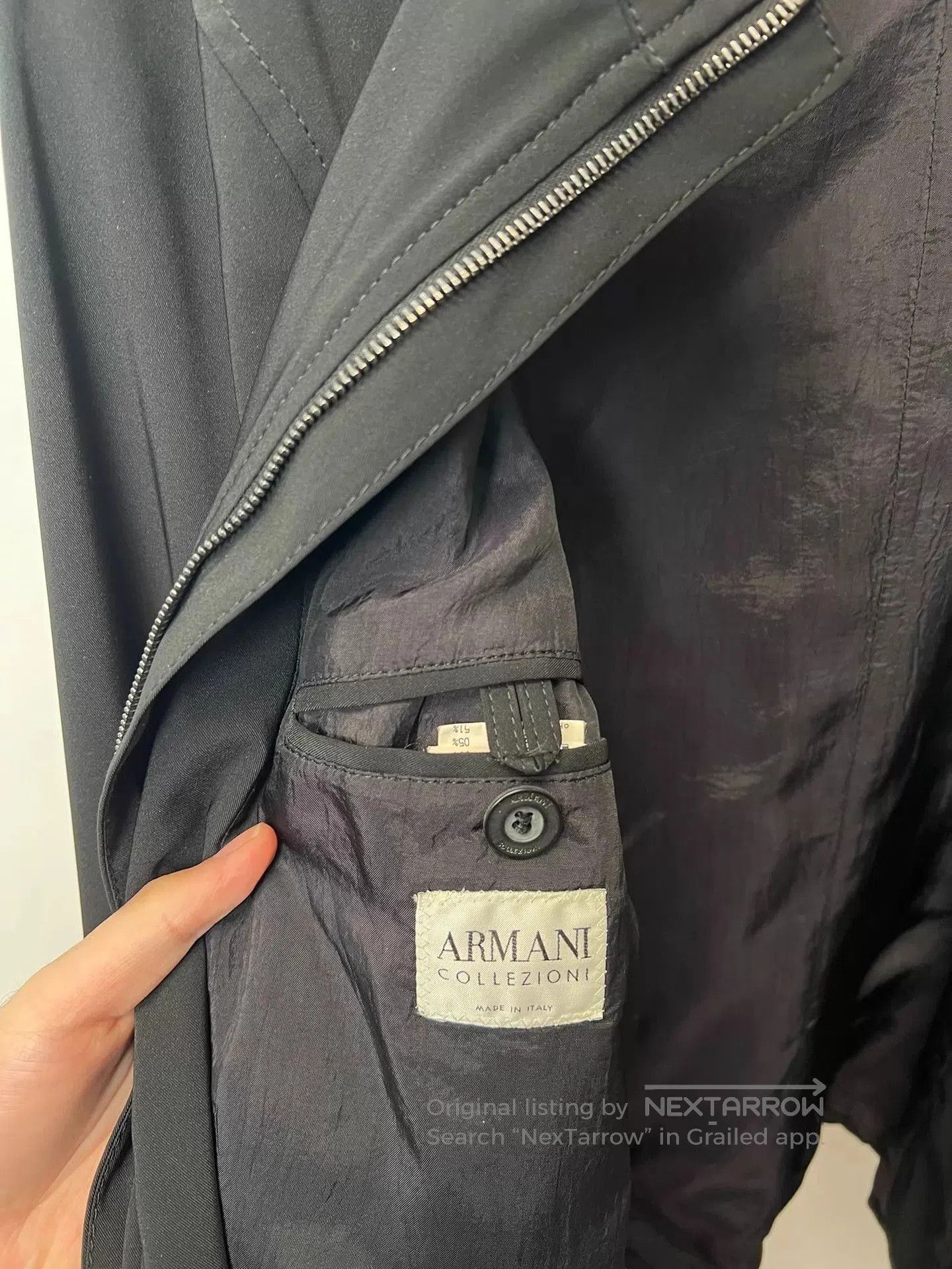 Armani Black Lightweight Zip-Front Jacket Size L. Size US L / EU 52-54 / 3 - 6 Thumbnail