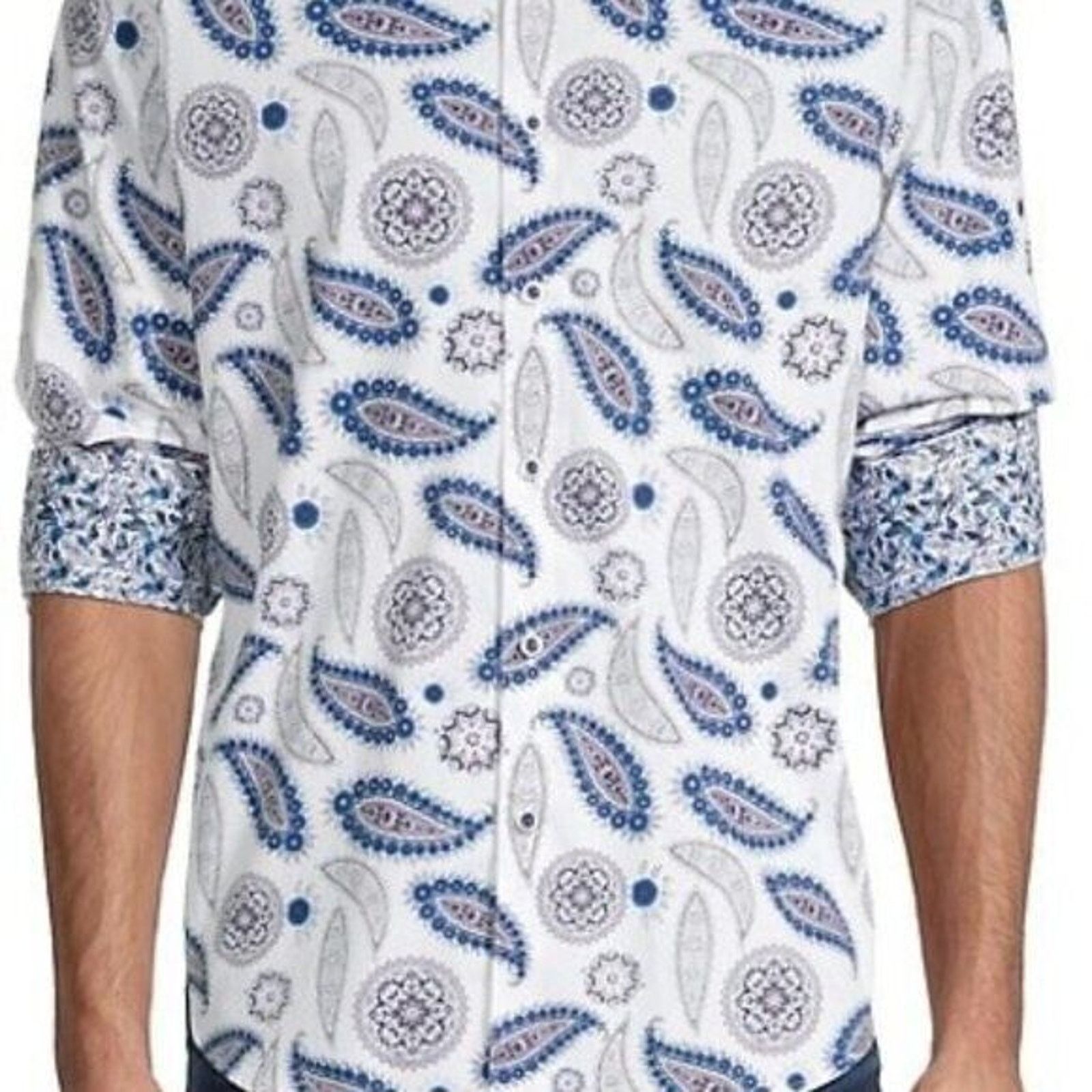 Robert Graham Robert Graham Dress Shirt Men S Pinehill Paisley Flip Cuff Size US S / EU 44-46 / 1 - 2 Thumbnail