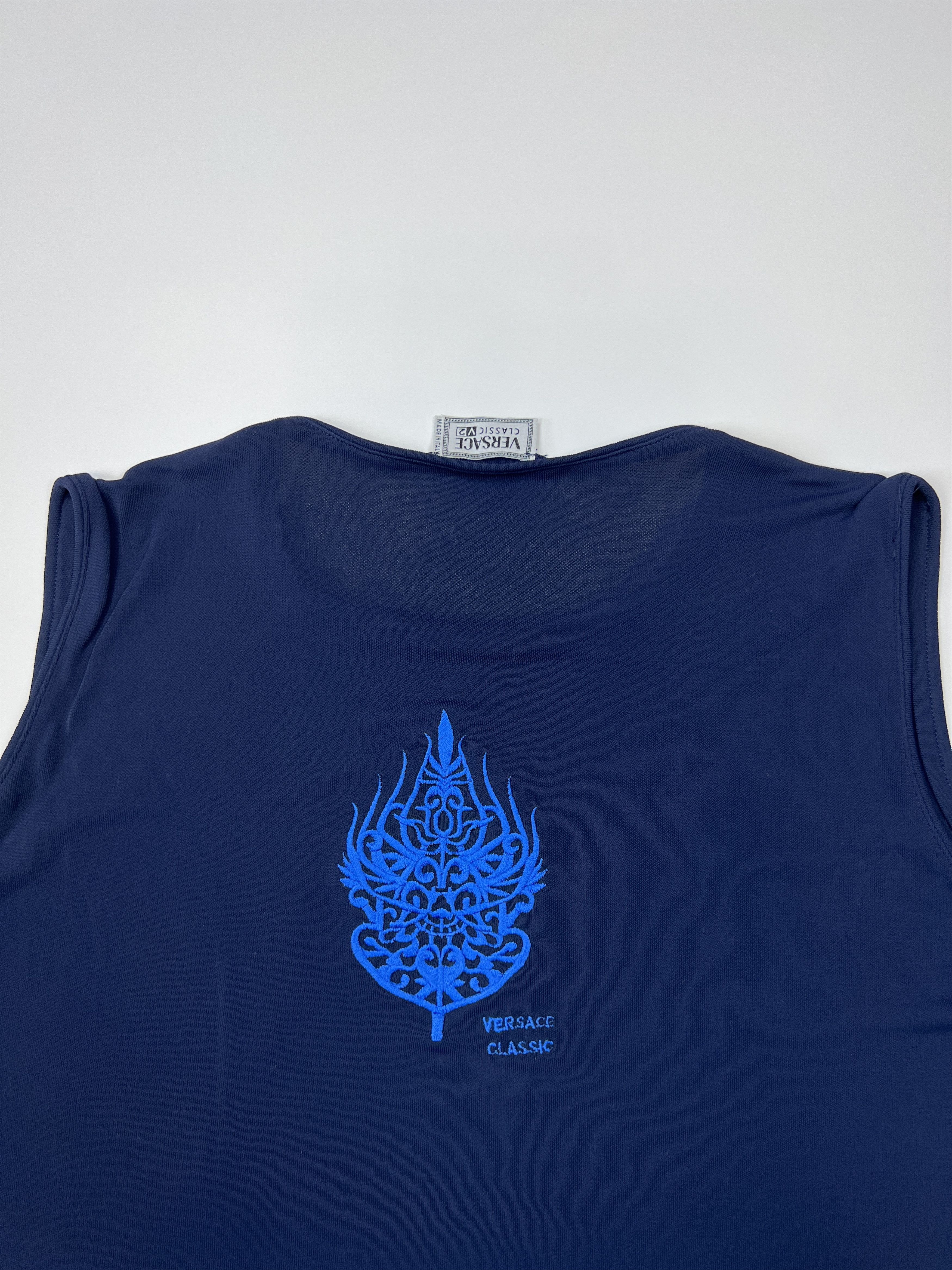 Seditionaries × Versace × Vintage Vintage 90s Versace Classic V2 Tribal Embroidery Tank Crop Size L / US 10 / IT 46 - 3 Thumbnail