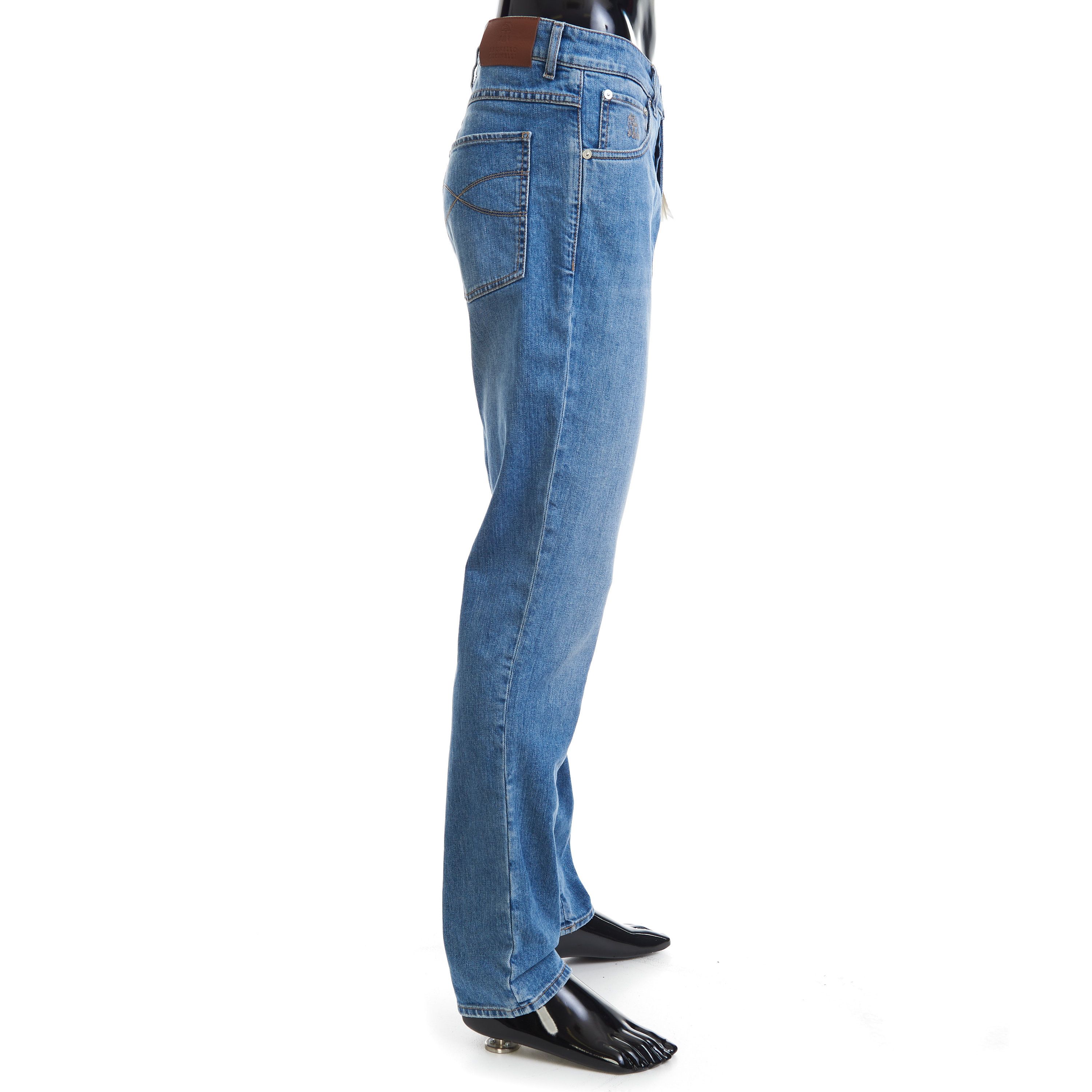 Brunello Cucinelli Slim Fit Five Pocket Jeans Trousers In Light Blue Denim Size US 34 / EU 50 - 7 Thumbnail