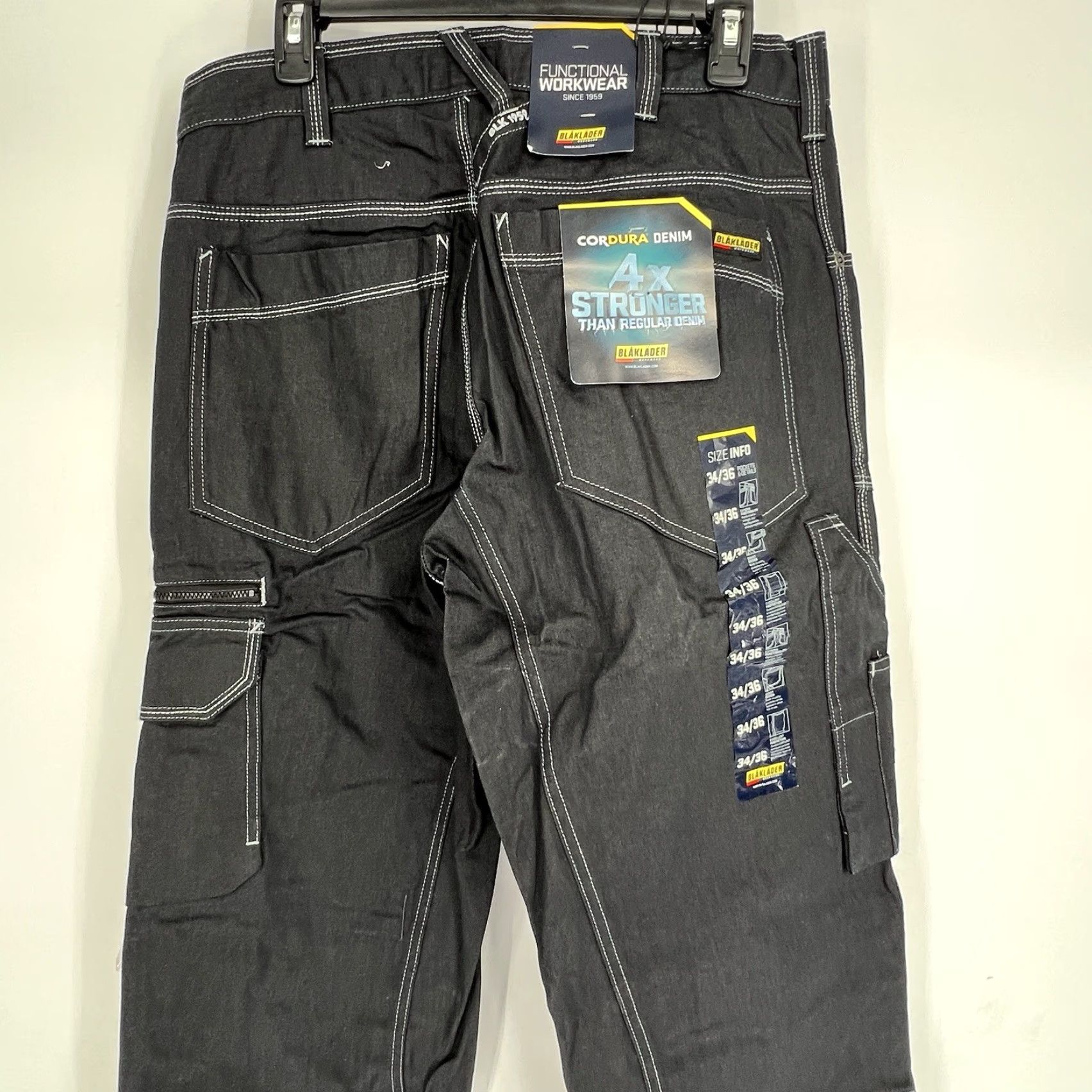 Vintage Blaklader Men's 1659 Urban Cordura Denim Jeans Black 34x36 Size US 34 / EU 50 - 7 Thumbnail