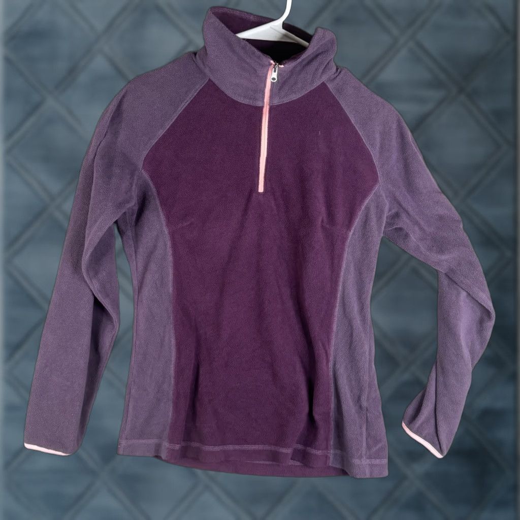 Vintage Columbia Womens Medium Purple 1/4 Zip Fleece Mock Neck Hiking Pullover Shirt Size M / US 6-8 / IT 42-44 - 1 Thumbnail