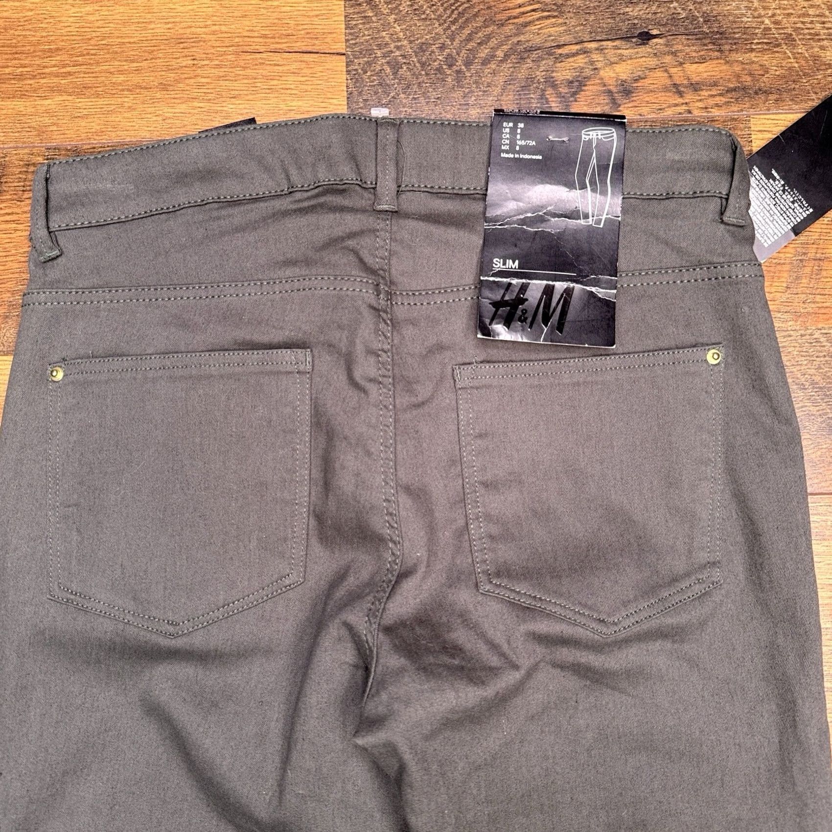 H&M HM Skinny Jeans Womens 8 Green Stretch Denim Zip 5-Pocket City Logo 30.5in Inseam Womens Fit Slim Modern Daywear Size 30" / US 8 / IT 44 - 7 Thumbnail