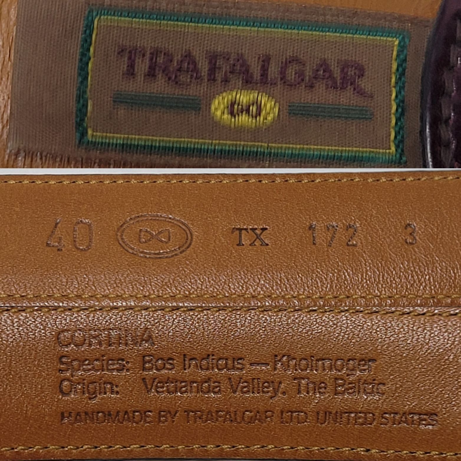 Trafalgar Trafalgar Cortina Burgundy Leather Belt Sz 40" Oxblood Gold Size 40 - 3 Thumbnail