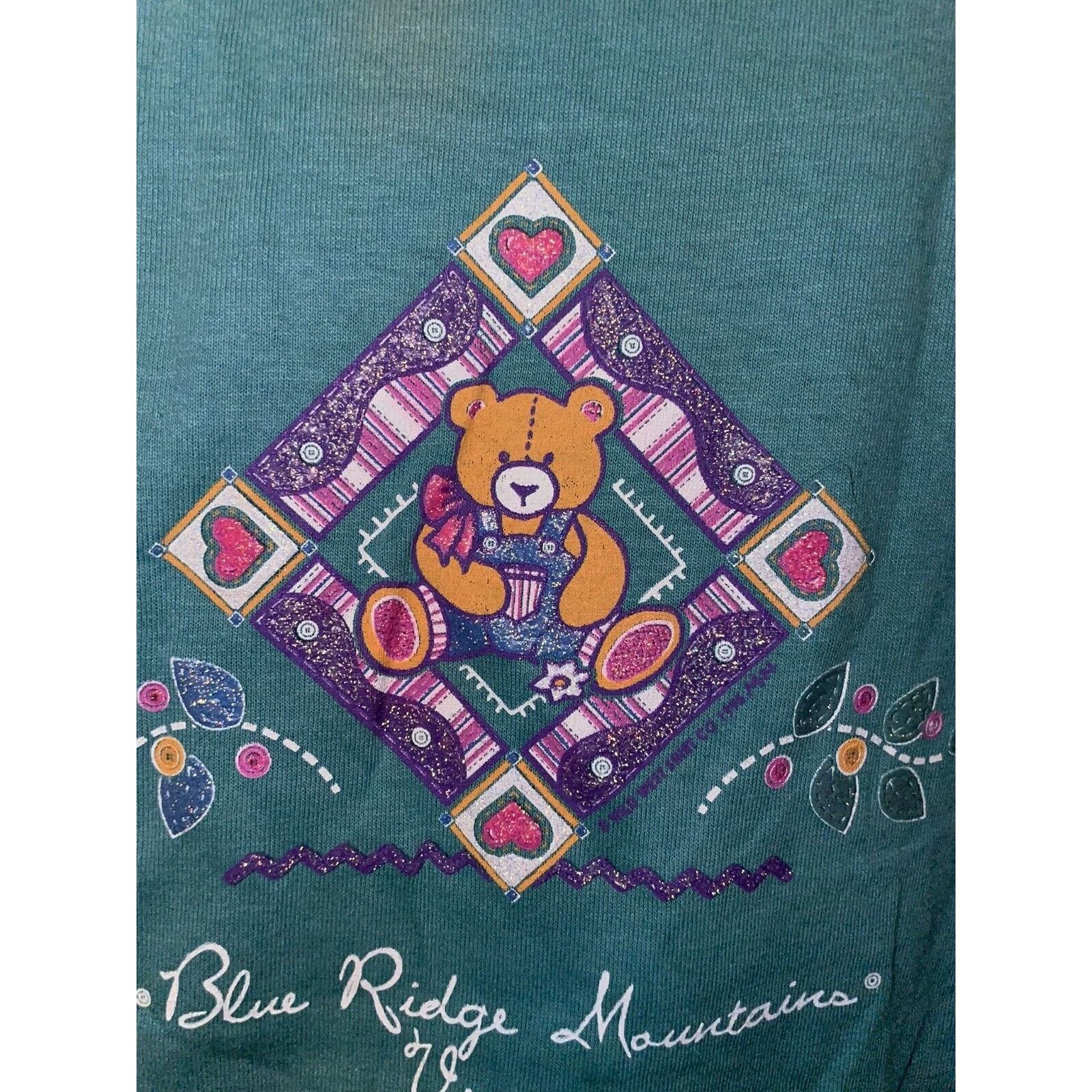 Jerzees Vintage Blue Ridge Mountains Shirt Virginia Bear 90s Tee VTG Size US L / EU 52-54 / 3 - 2 Thumbnail