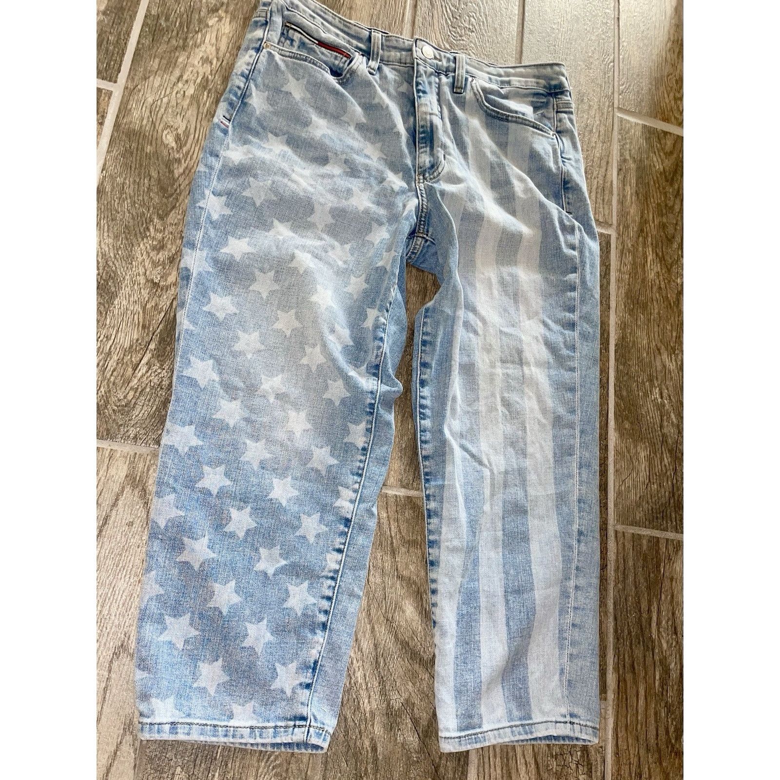 Tommy Hilfiger Tommy Hilfiger Vtg 90s Crop Wide Leg Jeans American Flag 12 Size 34" / US 12 / IT 48 - 2 Thumbnail