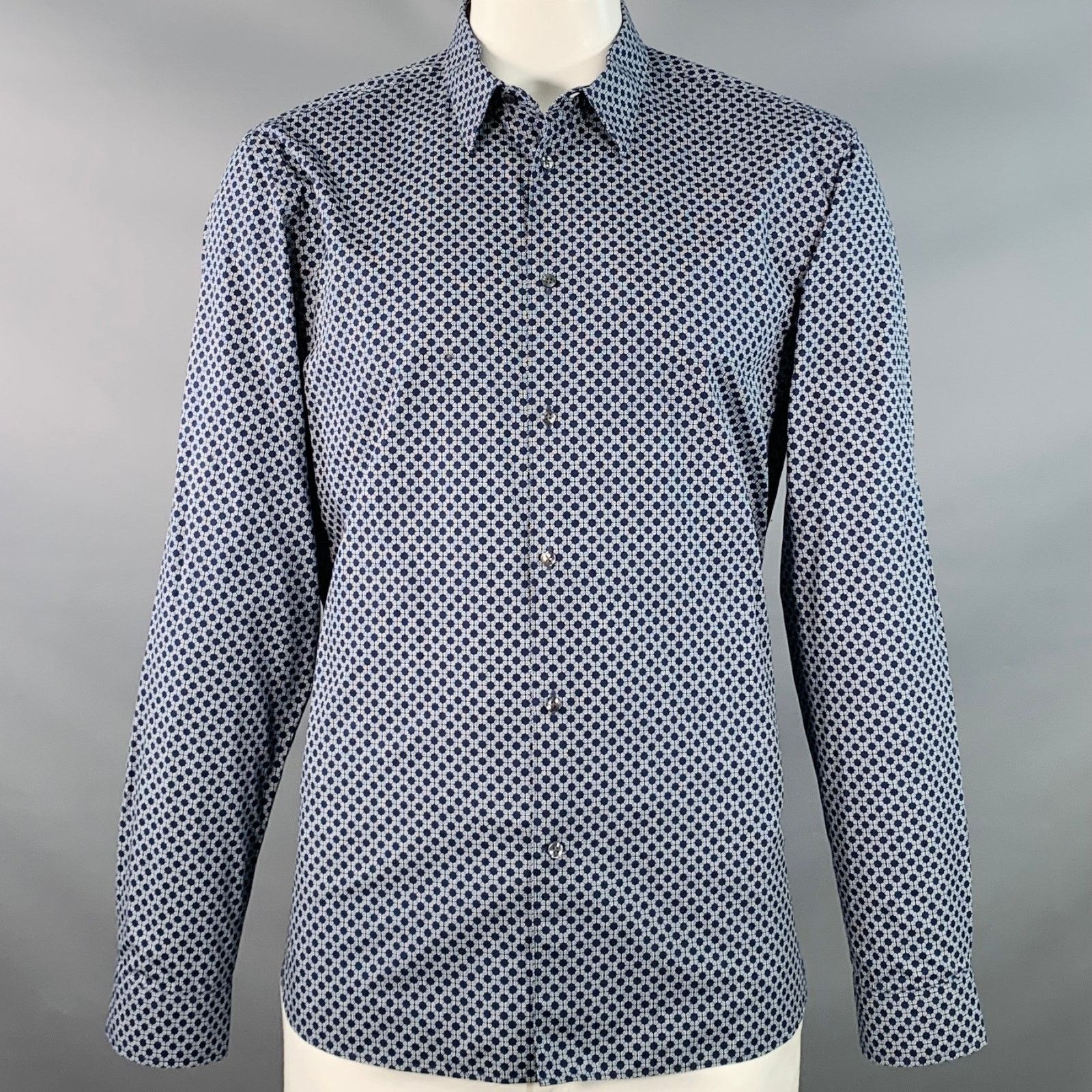 Ted Baker TED BAKER Geometric Cotton Point Collar Regular Fit Shirt Size US XL / EU 56 / 4 - 1 Thumbnail