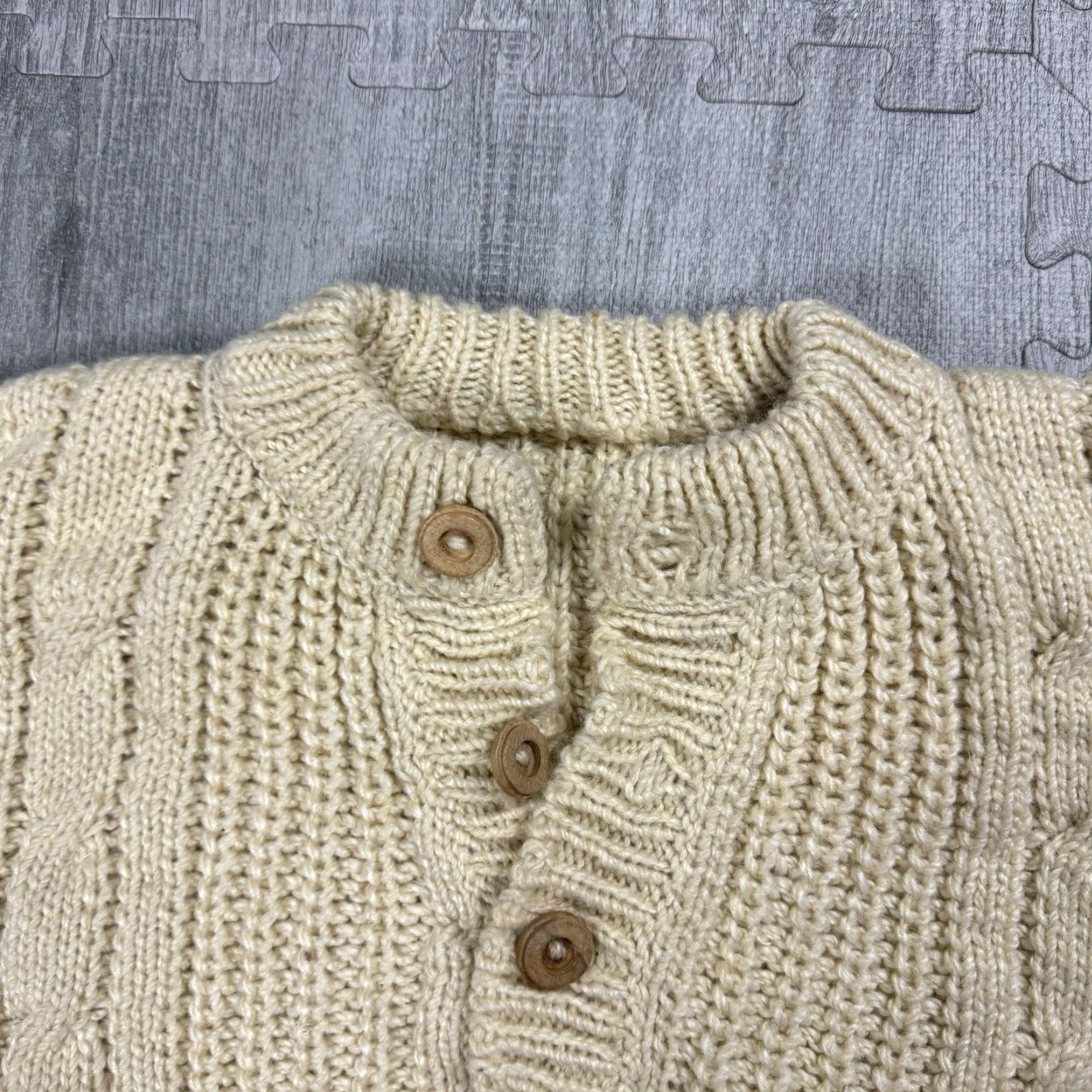 Vintage VINTAGE Handmade Chunky Cable Knit Henley Sweater Adult 2XL Ivory Casual Classic 80s 90s Mens Size US XXL / EU 58 / 5 - 5 Thumbnail