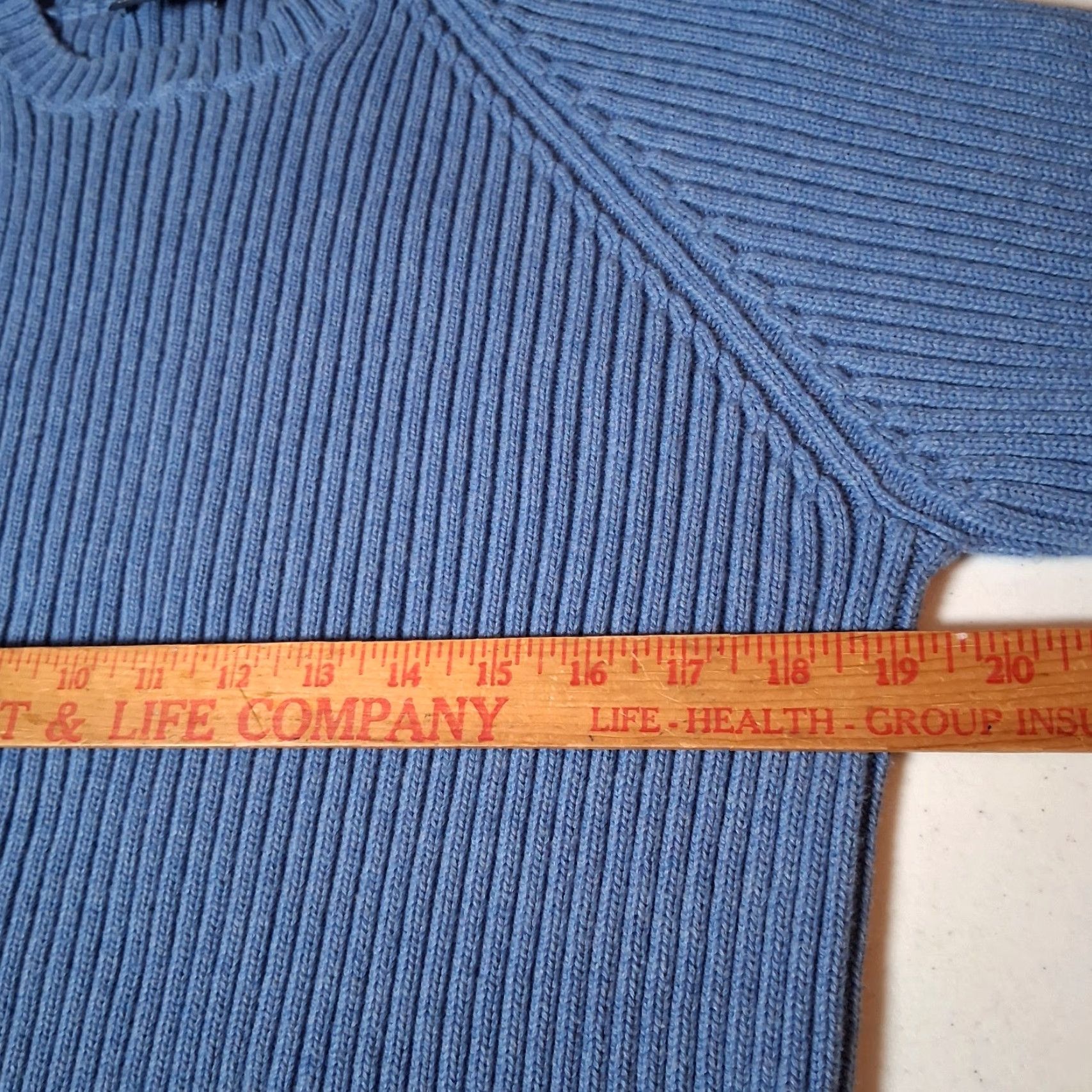 Lands' End VINTAGE Lands' End Sweater Men XL Blue Ribbed Knit Crewneck Cotton USA Made Classic Pullover Office Wear Buttons? (No, avoid extra words) Size US XL / EU 56 / 4 - 4 Thumbnail