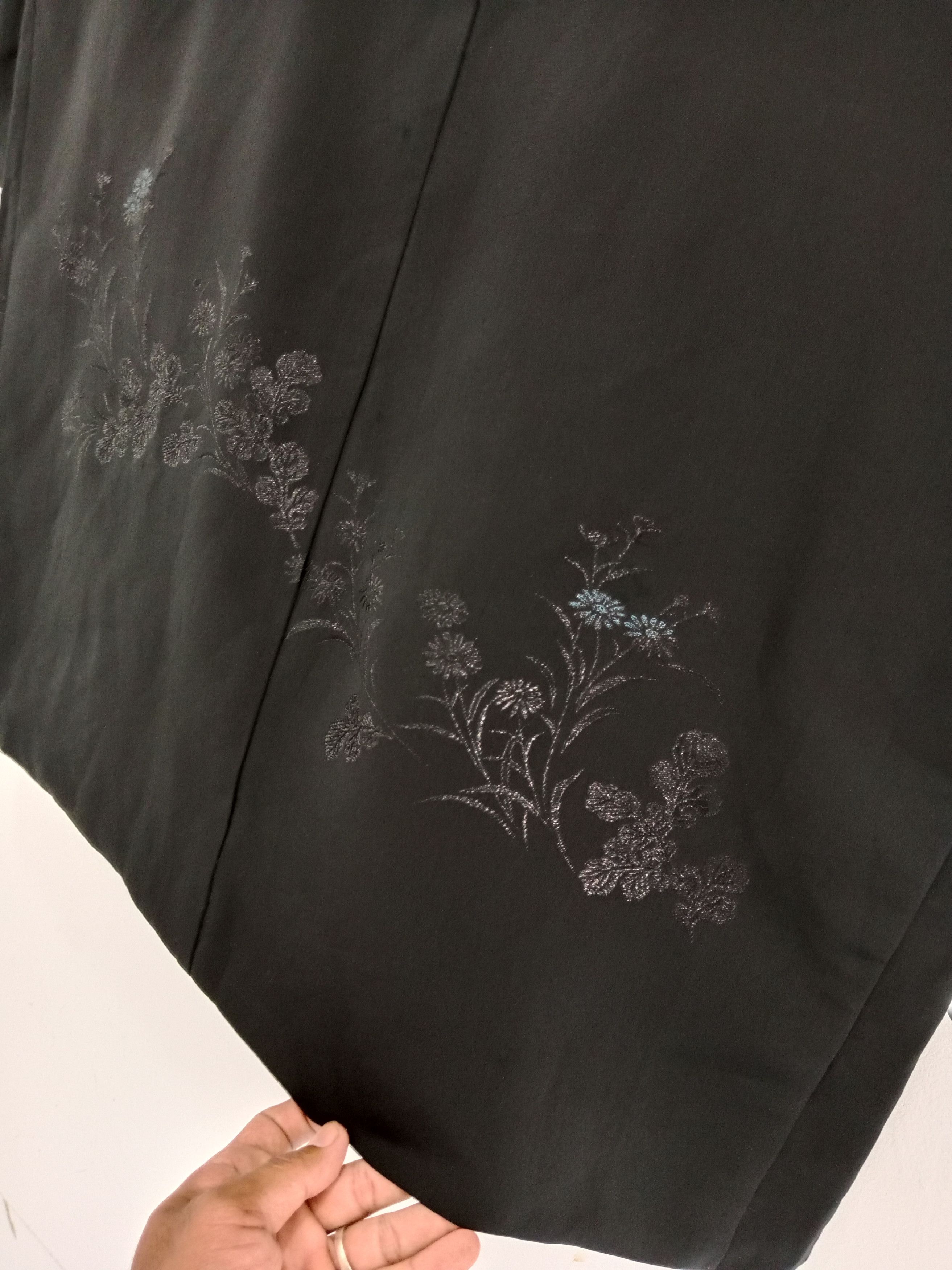 Japanese Brand Vintage Black Haori Kimono Flower Motif Size ONE SIZE - 5 Thumbnail