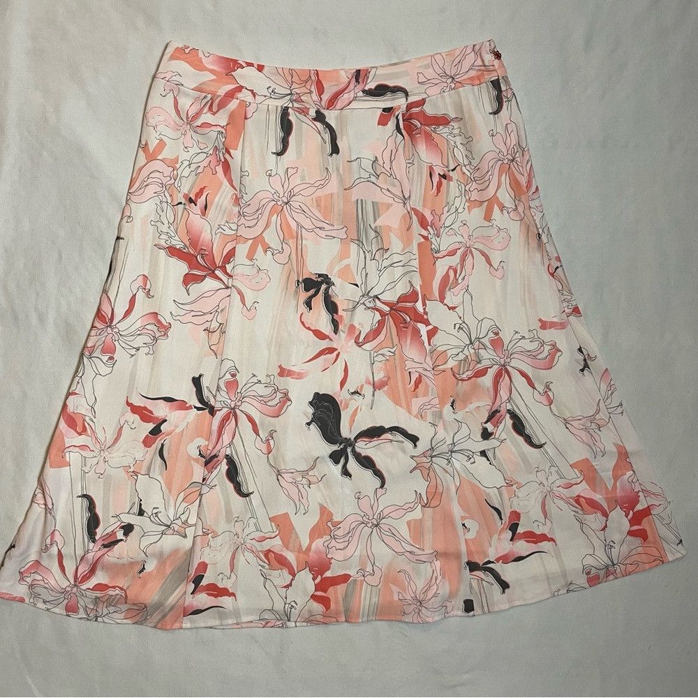 Other NWT New $335 Basler Floral Print Pink Grey A-Line Skirt Siz Size 38" / US 16 / IT 52 - 2 Thumbnail