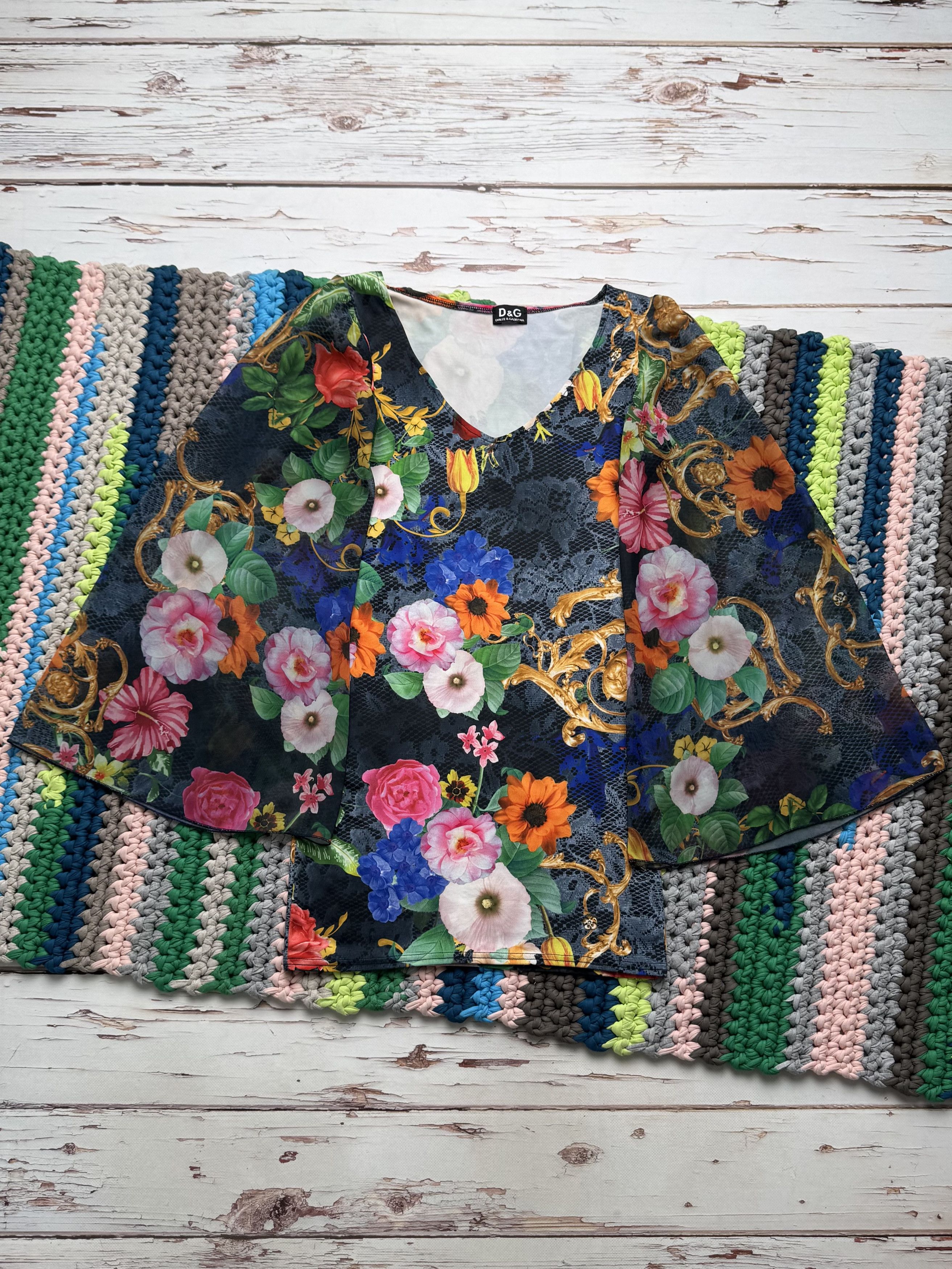 Dolce & Gabbana Dolce&Gabbana Vintage Floral Baroque Dress V Neck Designer Size XS / US 0-2 / IT 36-38 - 1 Thumbnail