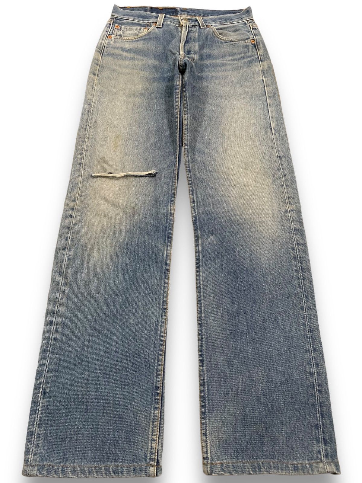 Levi's Vintage 90s Levis 501 Distressed Jeans Stamp Button #501 Size US 28 / EU 44 - 1 Thumbnail