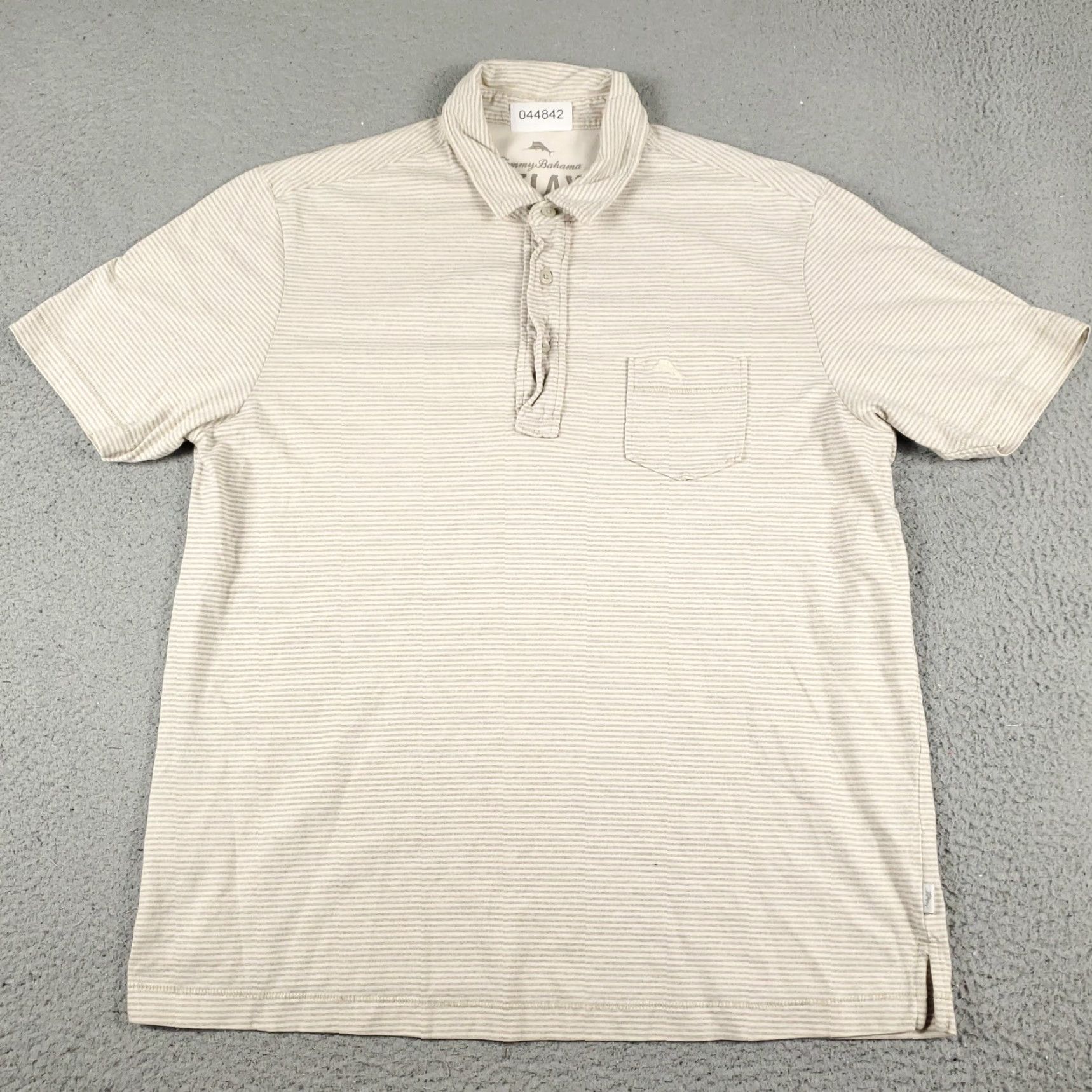Tommy Bahama Tommy Bahama Polo Shirt Mens M Beige Striped Short Sleeve Polo Shirt Casual Classic Shirt Mens Beige Striped Polo Shirt Size US M / EU 48-50 / 2 - 3 Thumbnail