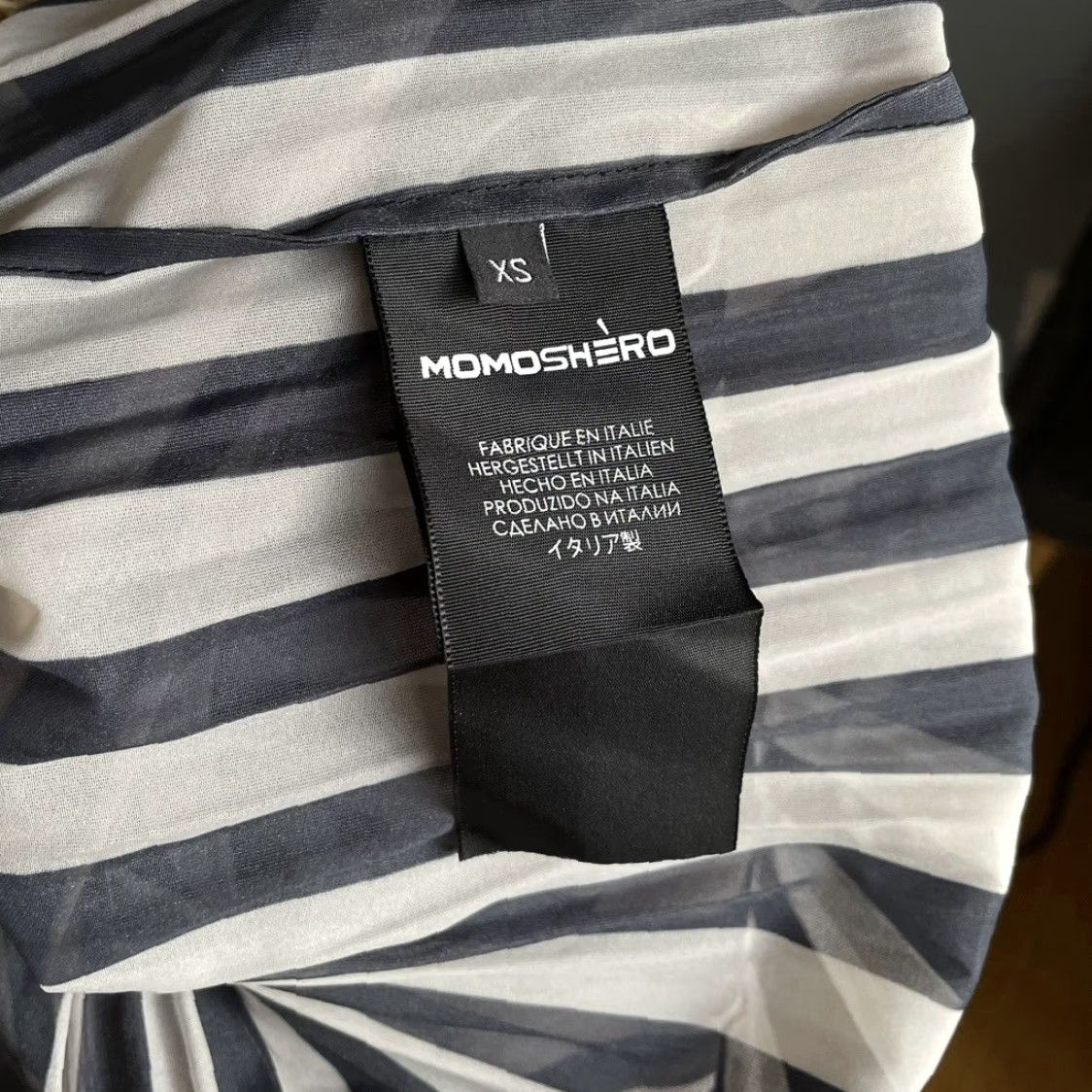Vintage Momoshero Striped Blouse Shirt Women XS Semi-Sheer Black White High Neck Long Sleeve Velvet Ribbon Tie Size XS / US 0-2 / IT 36-38 - 5 Thumbnail